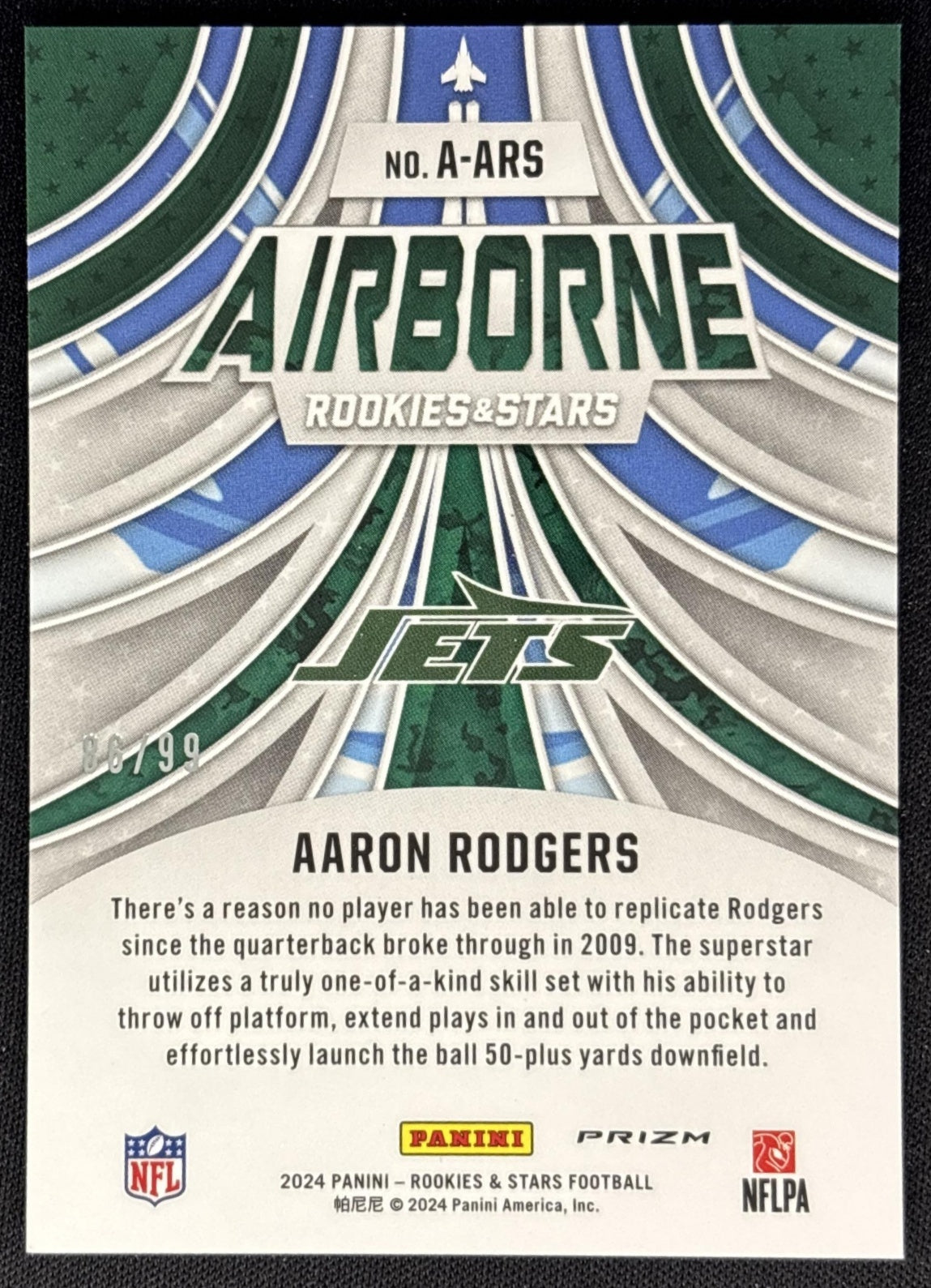 Aaron Rodgers 2024 Panini Rookies & Stars Airborne Red /99 Jets Sports Trading Cards