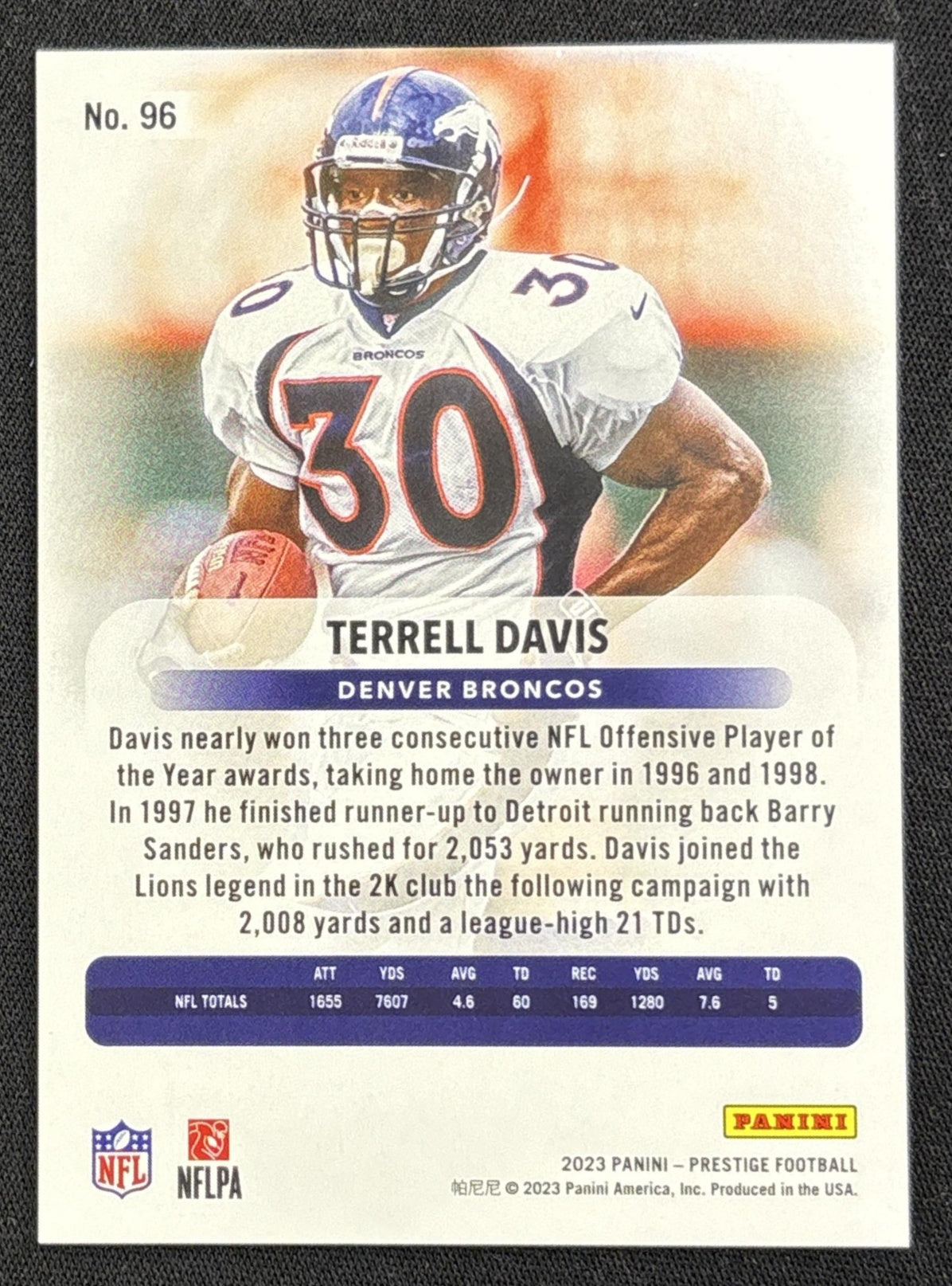 Terrell Davis 2023 Panini Prestige Xtra Points Premium Red /399 Broncos