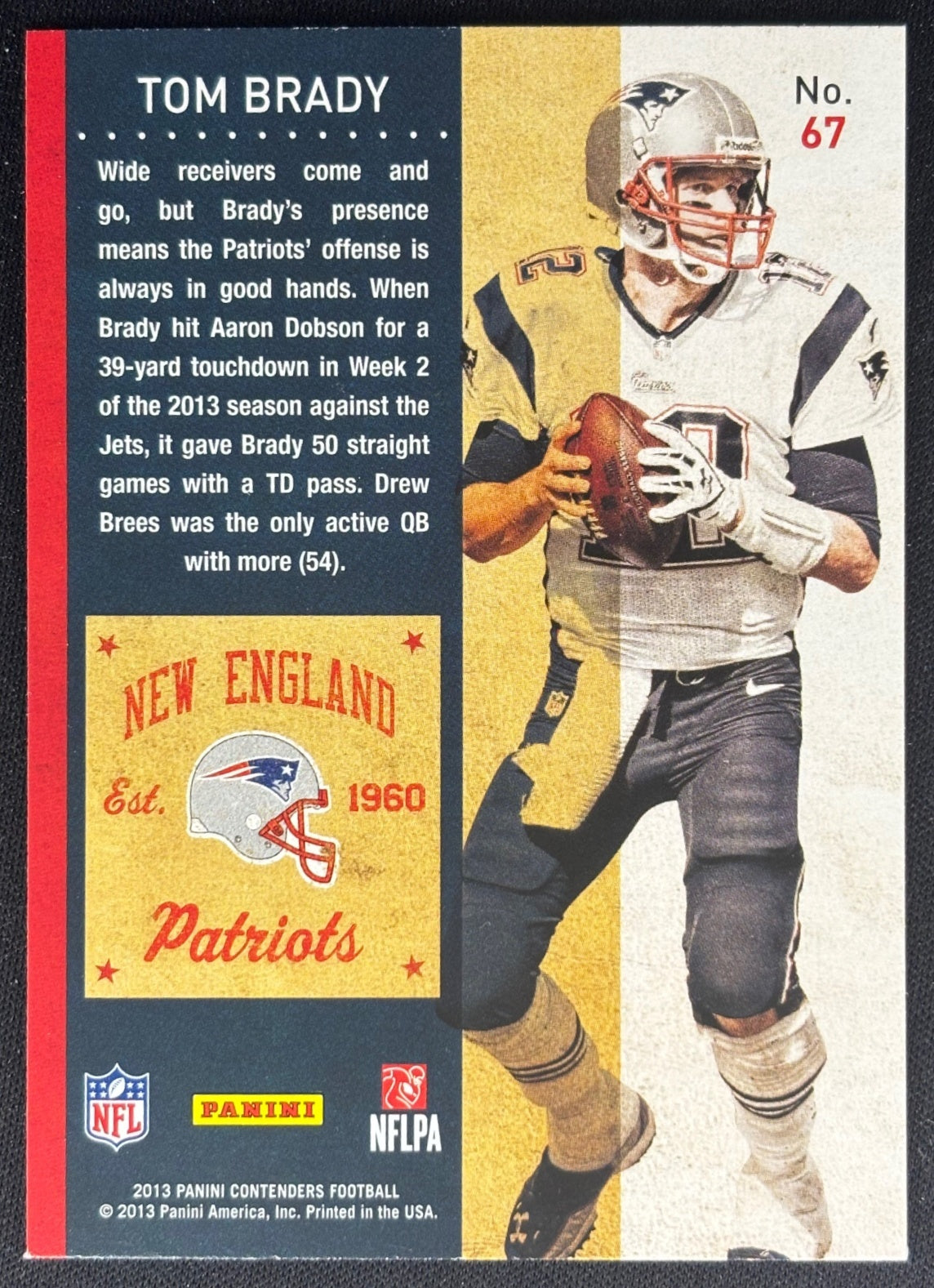 Tom Brady 2013 Panini Contenders Patriots Sports Trading Cards