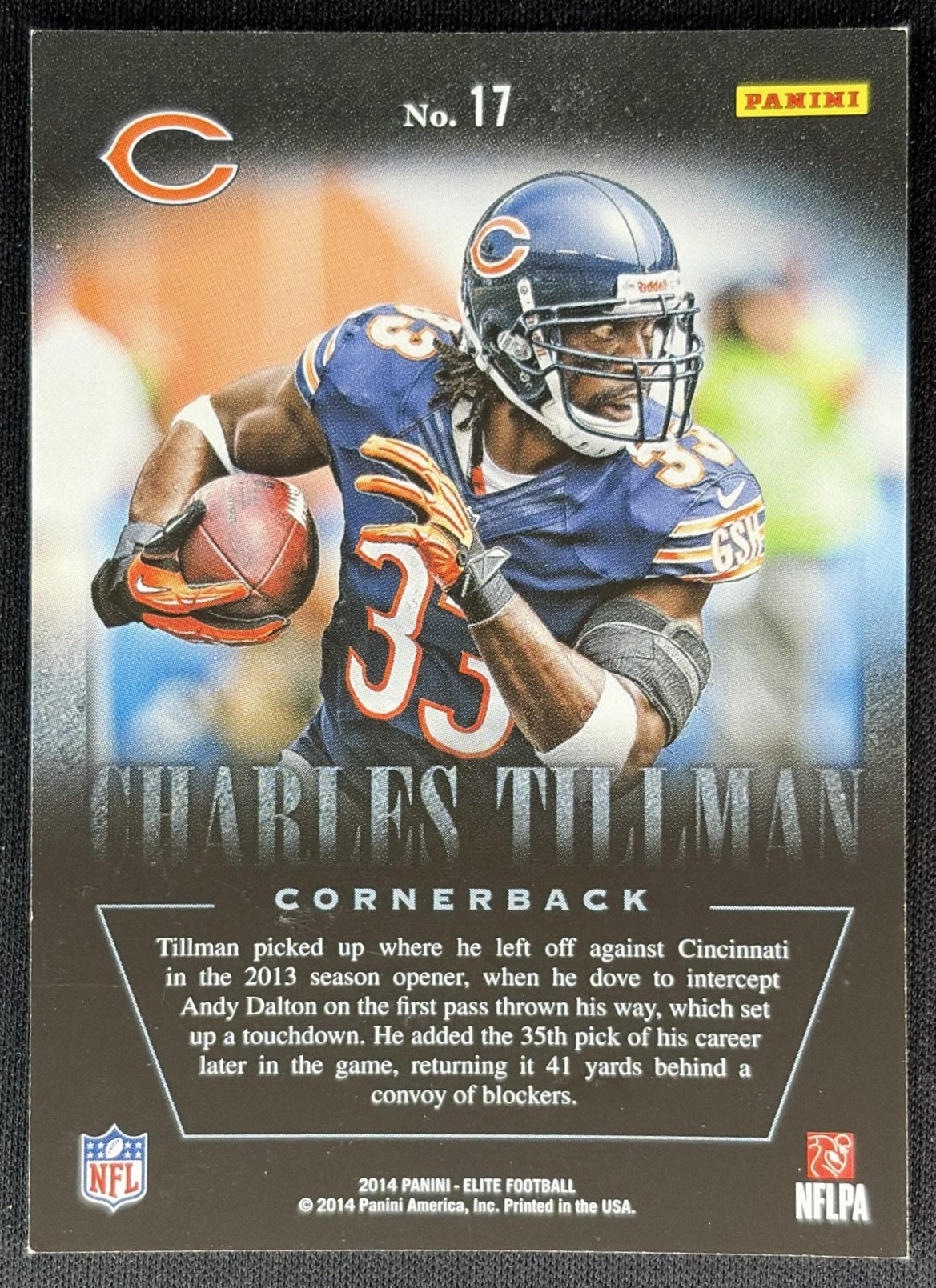 Charles Tillman 2014 Panini Elite Legends of the Fall Silver Bears - Back