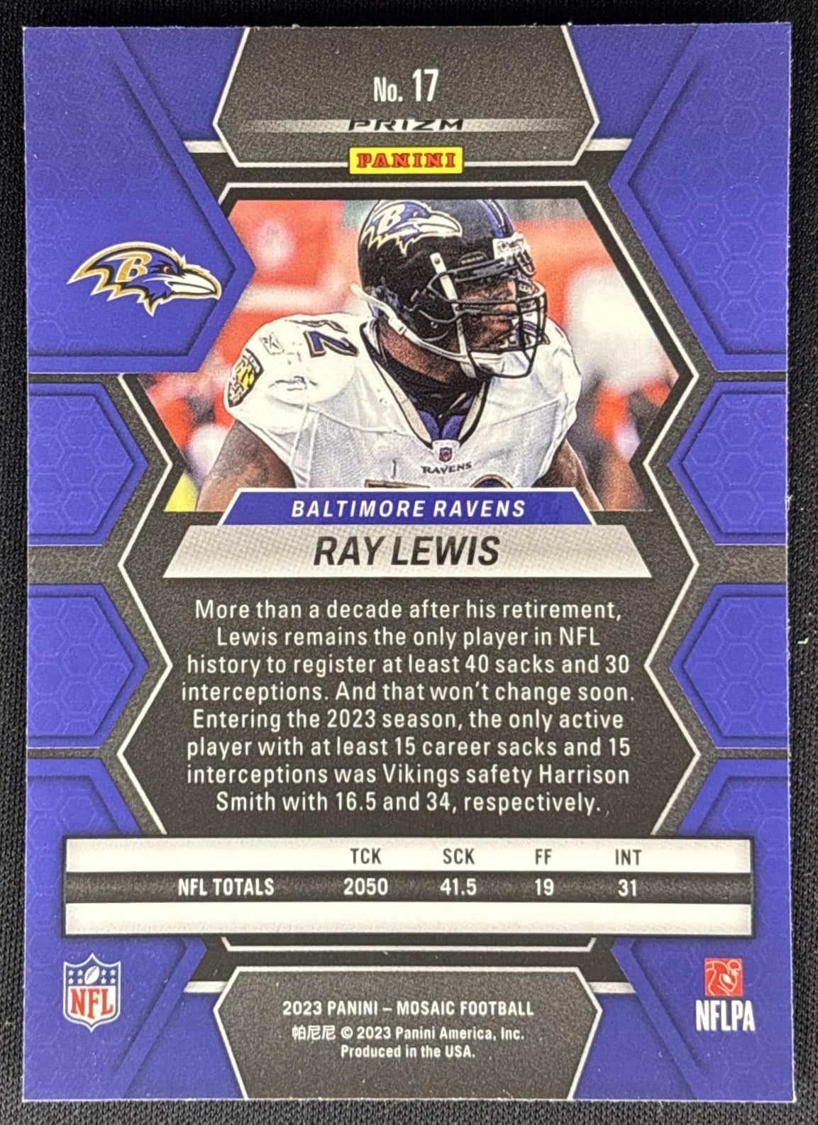 Ray Lewis 2023 Panini Mosaic Ravens Sports Trading Cards