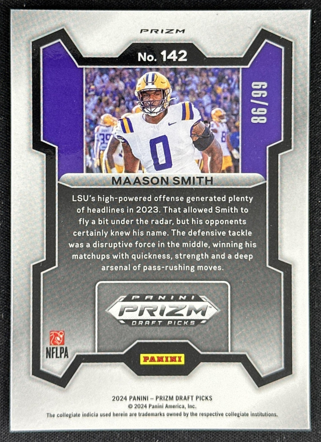 Maason Smith 2024 Panini Prizm Collegiate Draft Picks Blue Ice /99 Tigers