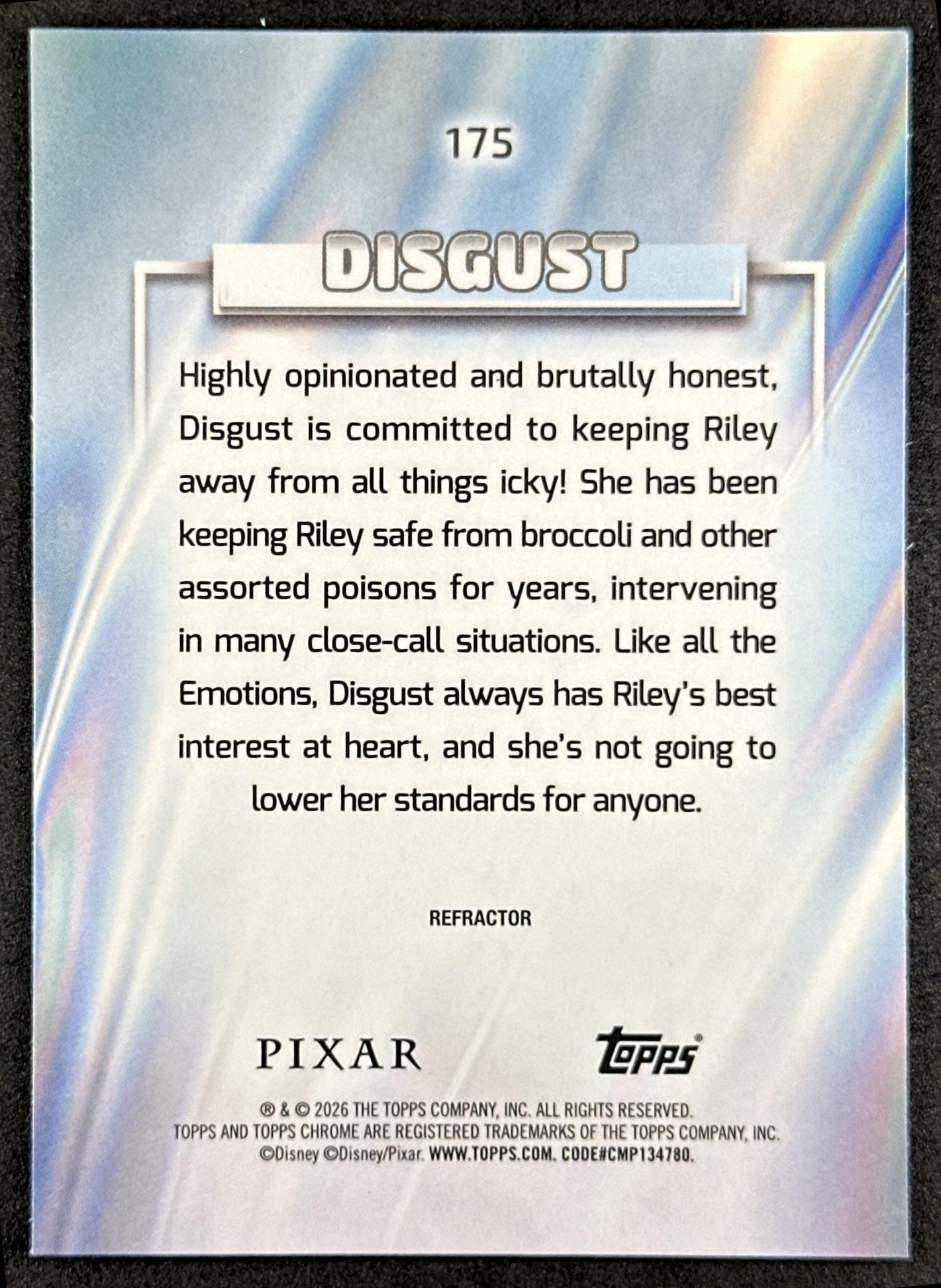 Disgust 2026 Topps Chrome Disney Refractor Inside Out Back