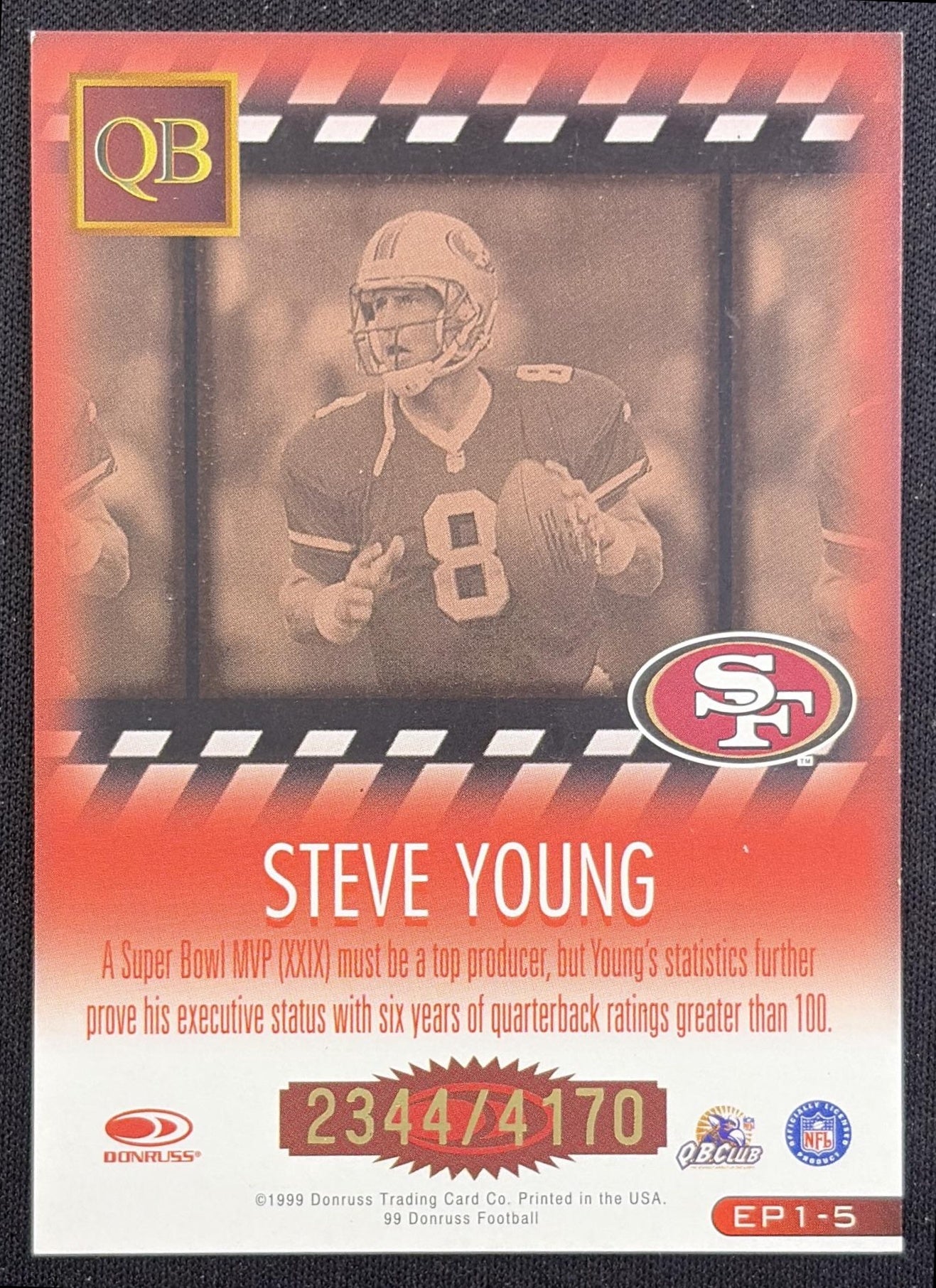 Steve Young 1999 Donruss Executive Producers /4170 49ers San Francisco 49ers back