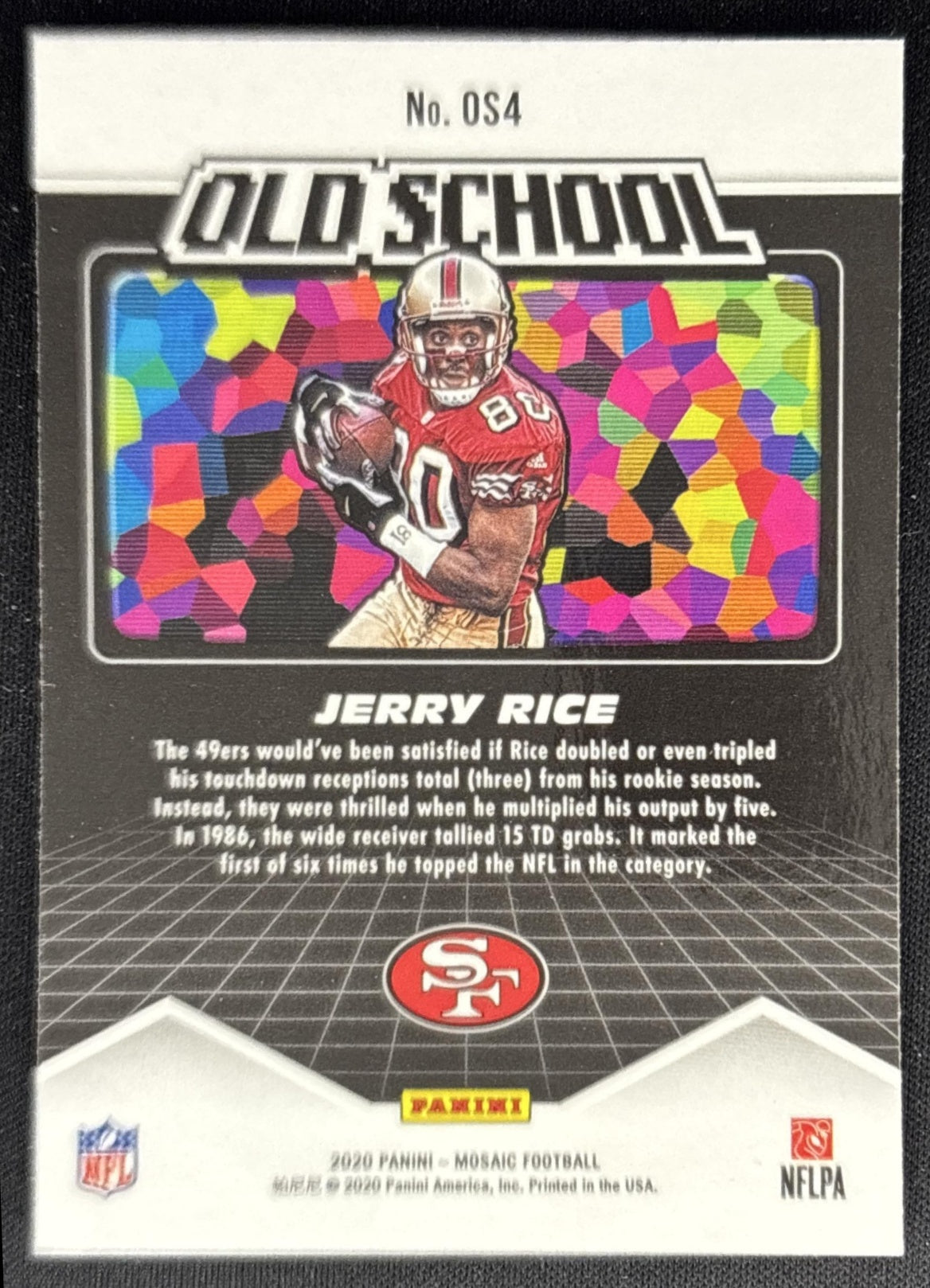 Jerry Rice 2020 Panini Mosaic Old School 49ers back