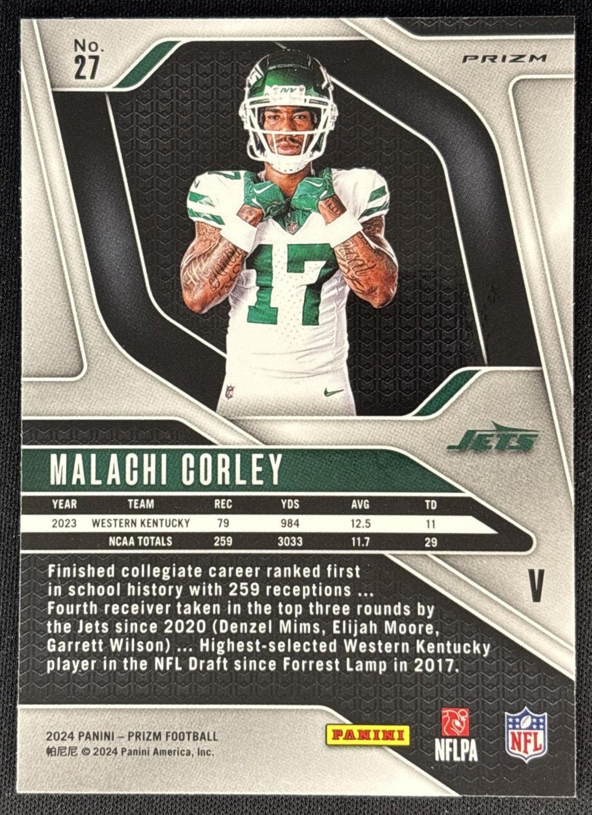 Malachi Corley 2024 Panini Prizm Rookie Variations No Huddle Jets