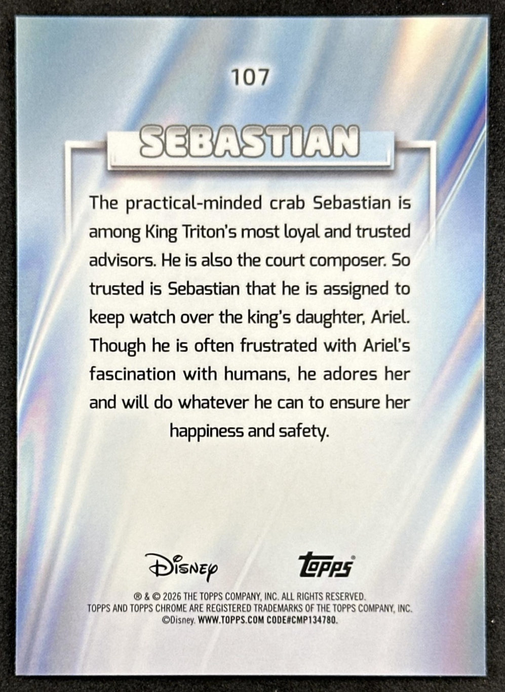 Sebastian 2026 Topps Chrome Disney The Little Mermaid Non-Sport Trading Cards