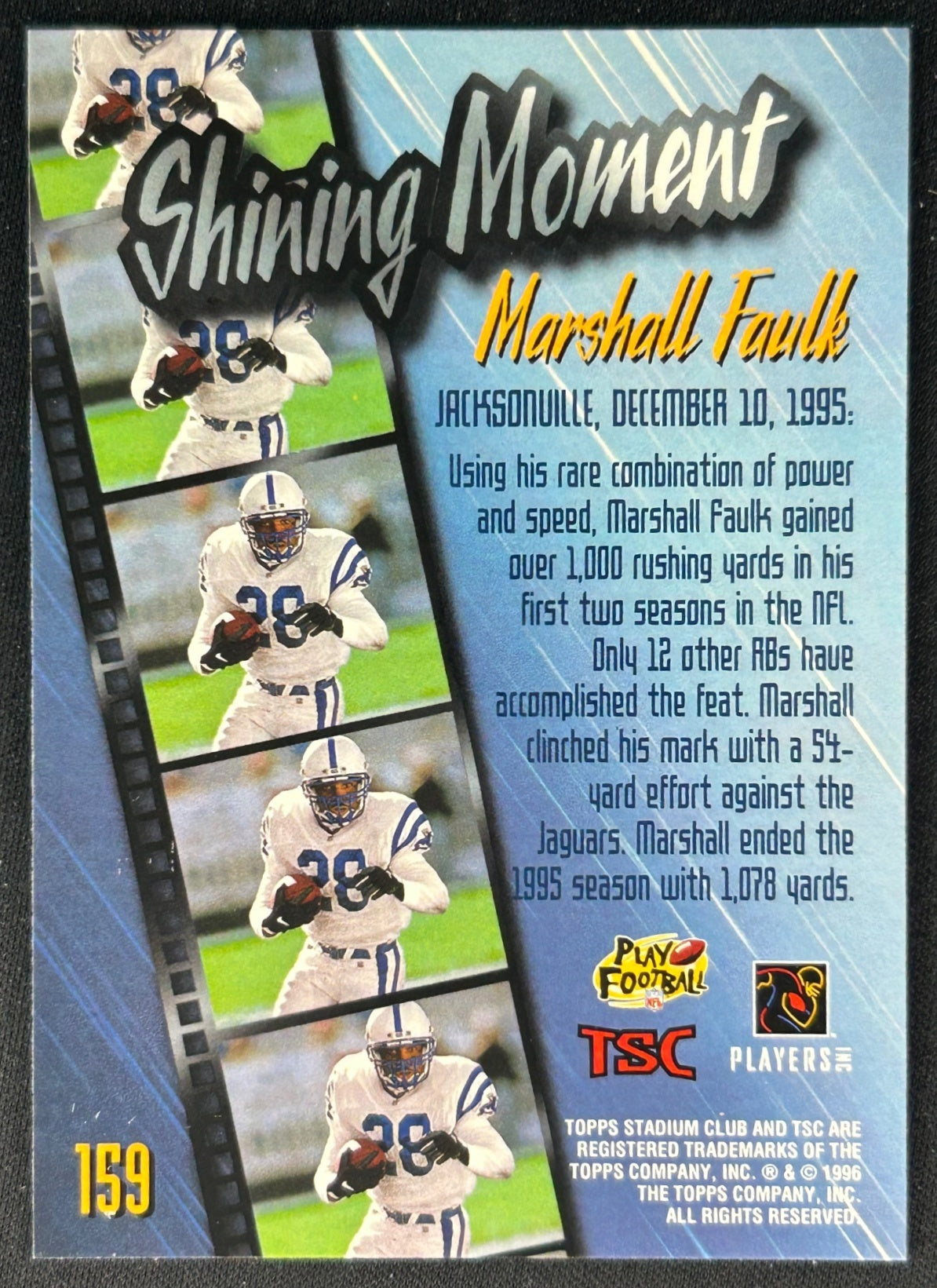Marshall Faulk 1996 Stadium Club Members Only Colts