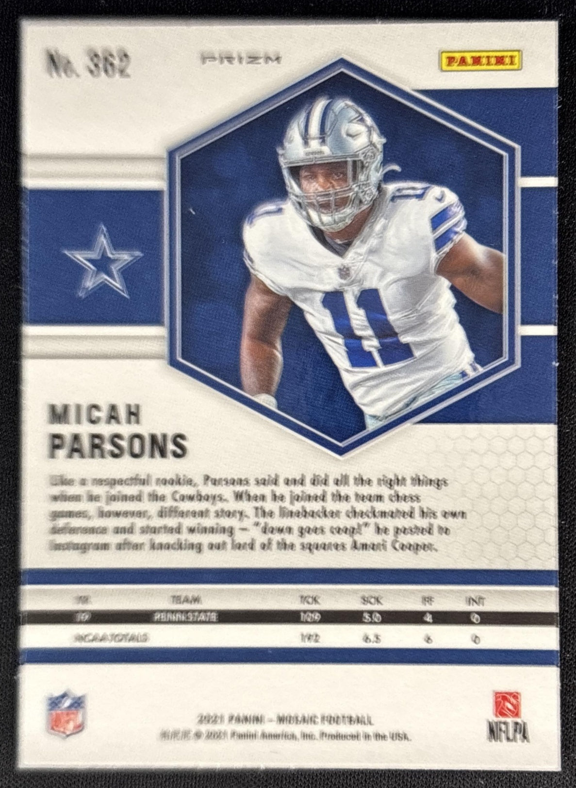 Micah Parsons 2021 Panini Mosaic Prizm Red Cowboys