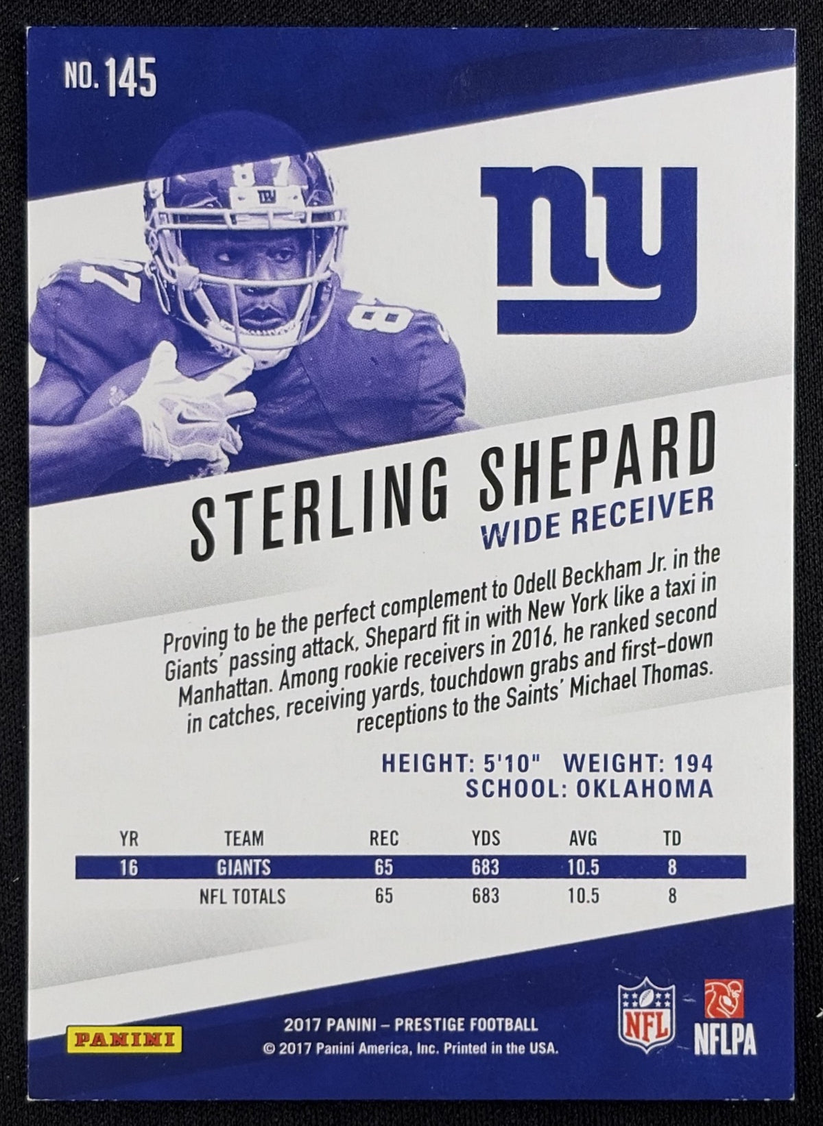 Sterling Shepard 2017 Panini Prestige Xtra Points Purple /100 Giants