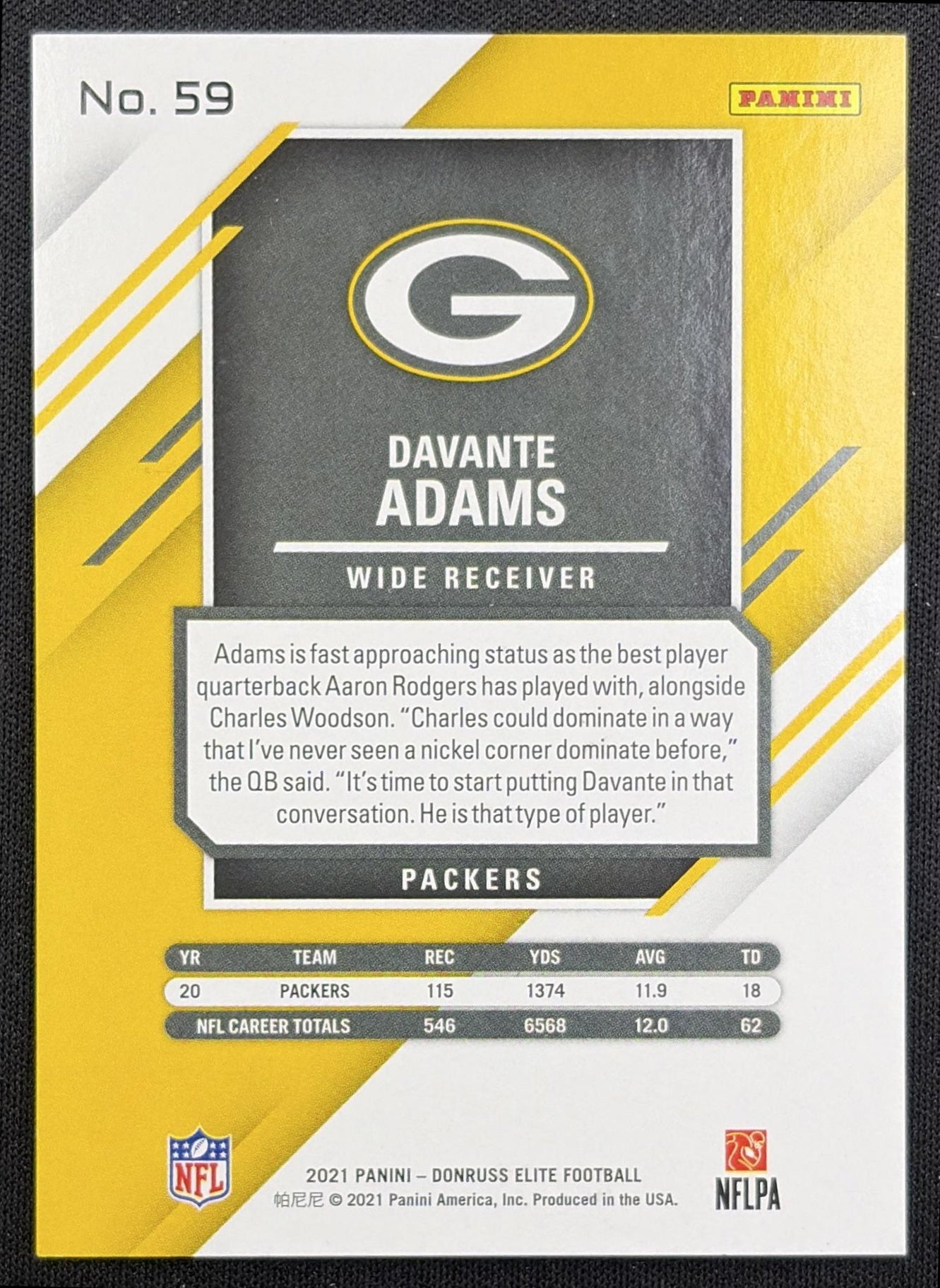 Davante Adams 2021 Panini Donruss Elite Red /399 Packers