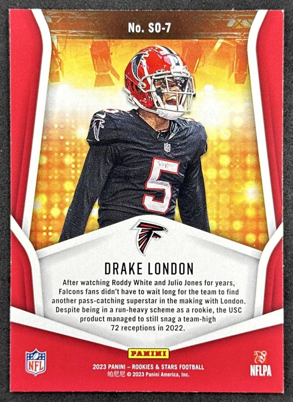 Drake London 2023 Panini Rookies & Stars Standing Ovation Falcons Back
