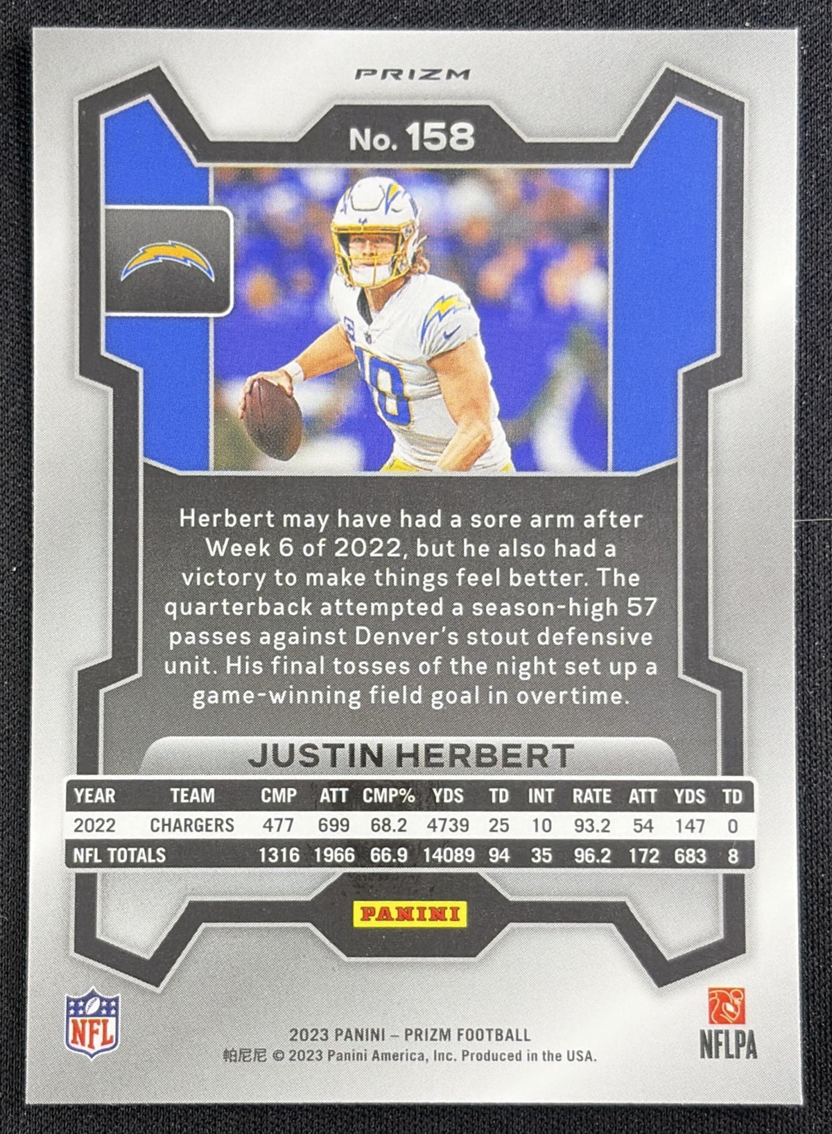 Justin Herbert 2023 Panini Prizm Red White and Blue Chargers Sports Trading Card