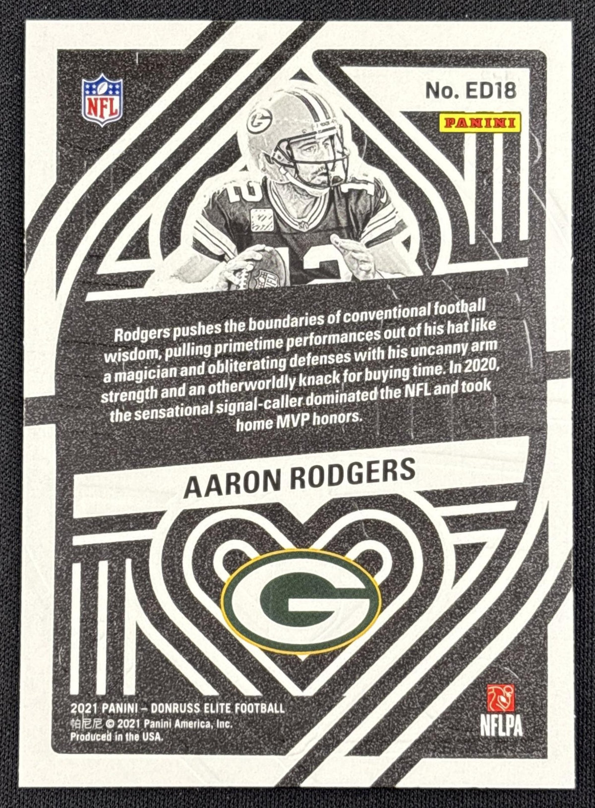 Aaron Rodgers 2021 Panini Donruss Elite Deck Packers