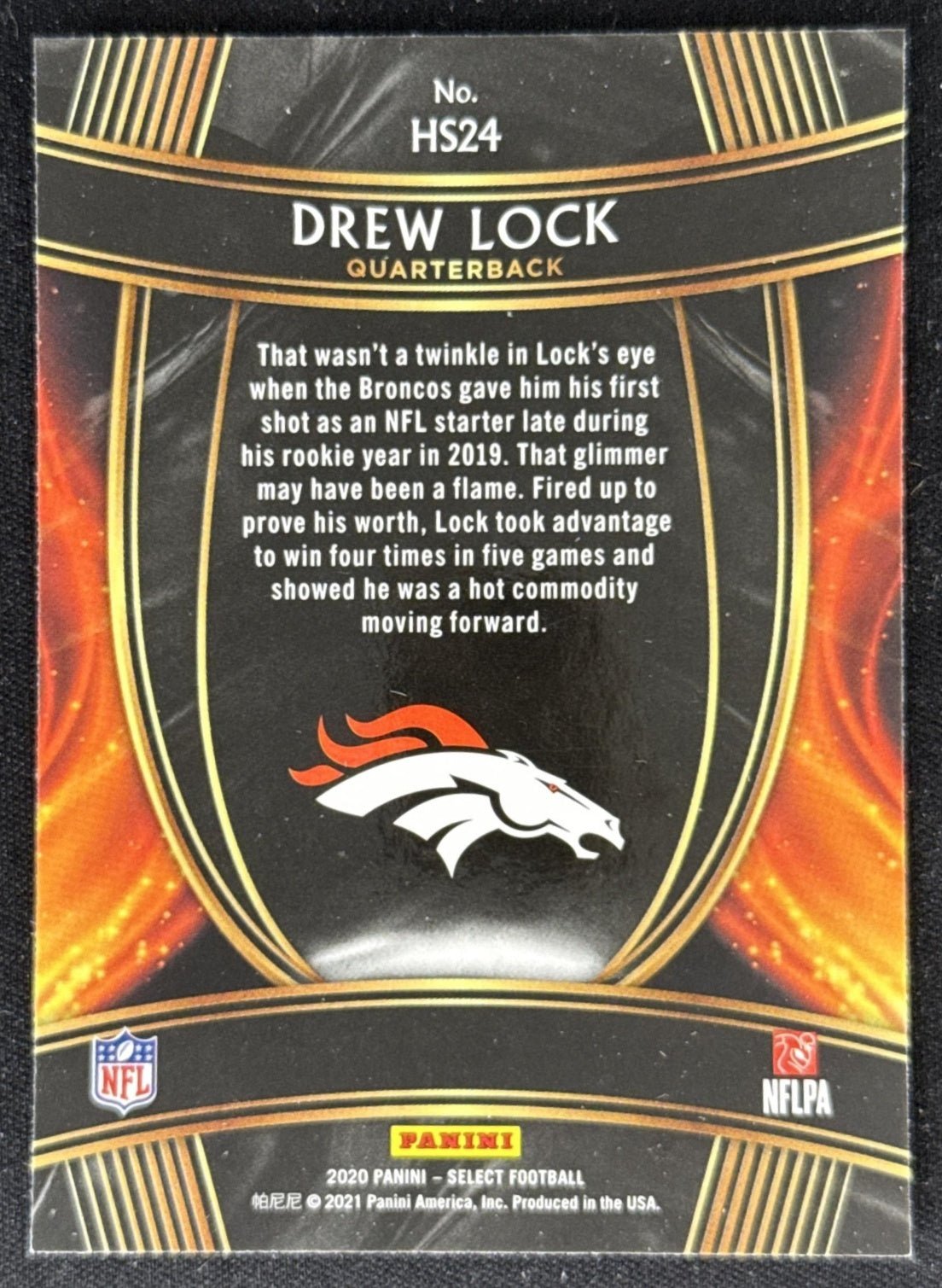 Drew Lock 2020 Panini Select Hot Stars Broncos Sports Trading Card