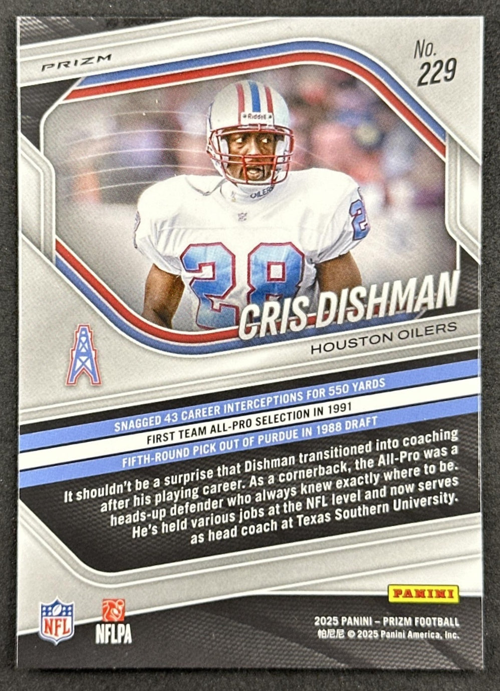 Cris Dishman 2025 Panini Prizm Lazer Oilers back