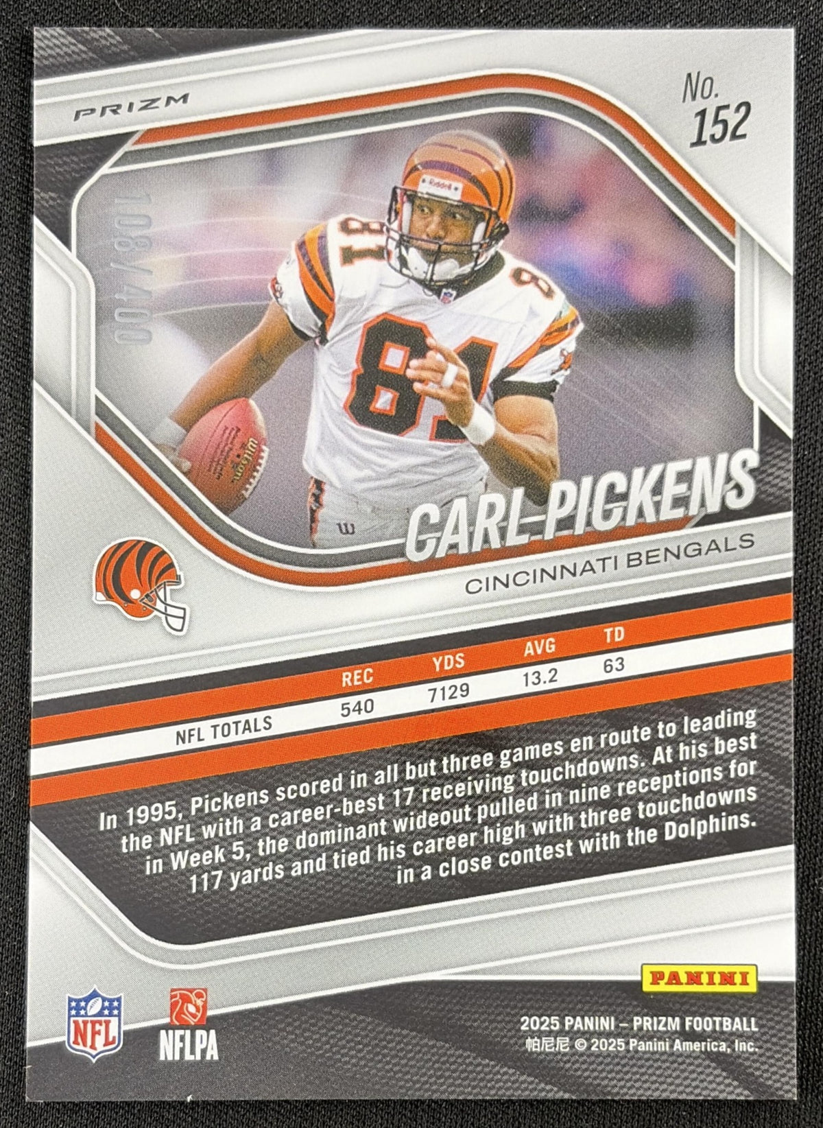 Carl Pickens 2025 Panini Prizm Pandora /400 Bengals