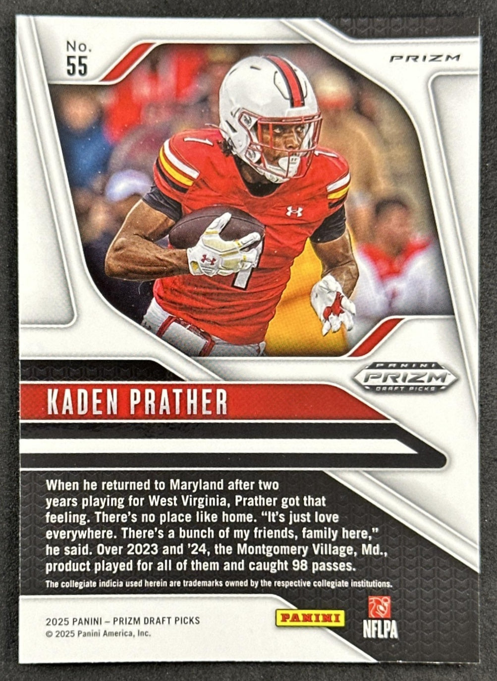 Kaden Prather 2025 Panini Prizm Draft Picks Purple Wave Terrapins Bills