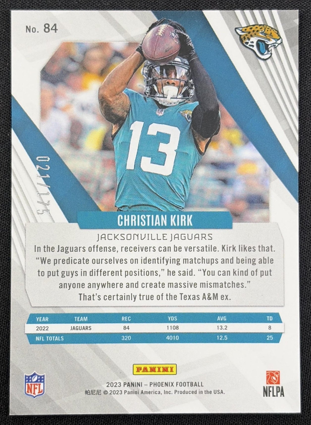Christian Kirk 2023 Panini Phoenix Pink /175 Jaguars