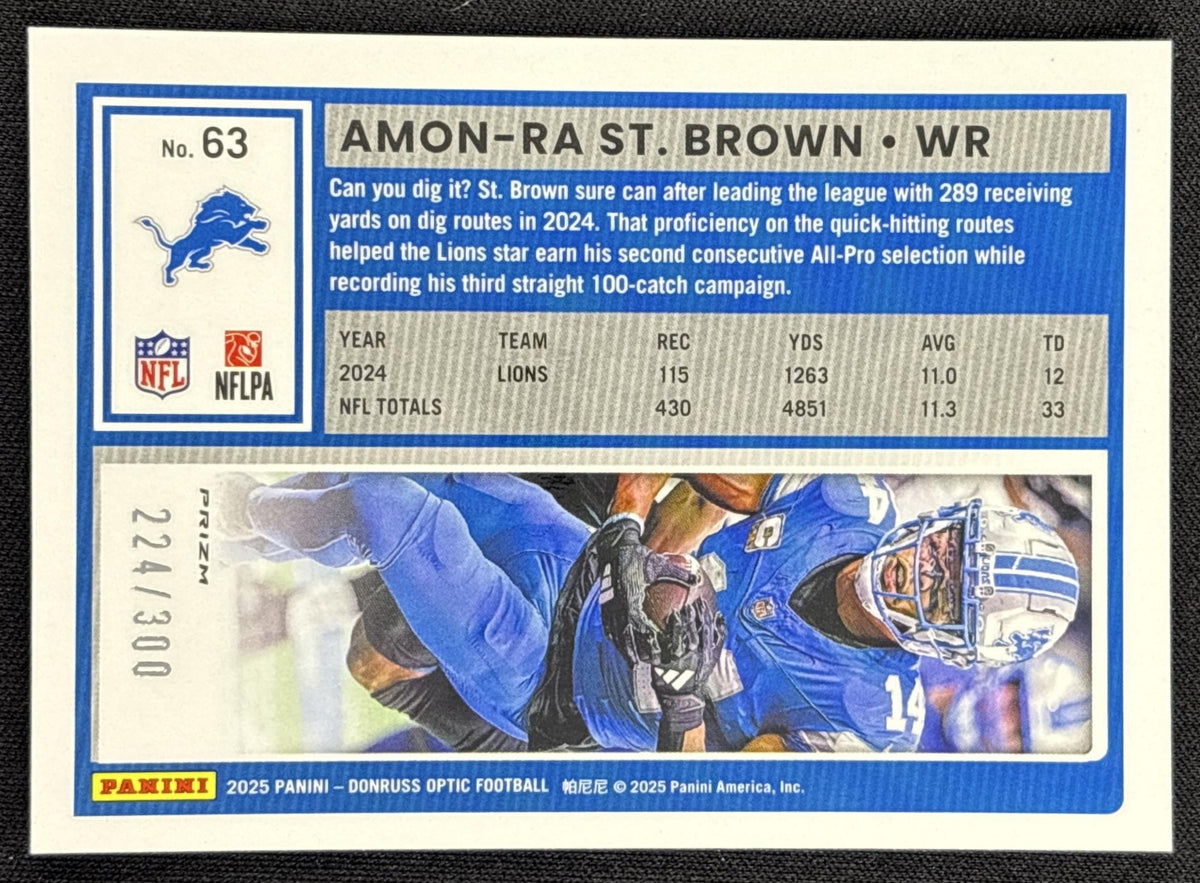 Amon-Ra St. Brown 2025 Panini Donruss Optic Wave Prizm /300 Lions