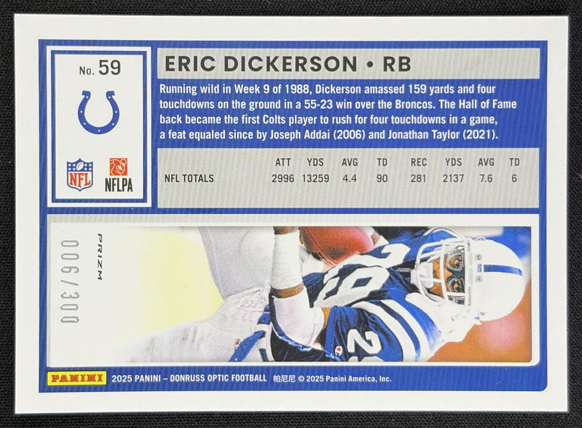 Eric Dickerson 2025 Panini Donruss Optic Wave Prizm /300 Colts back
