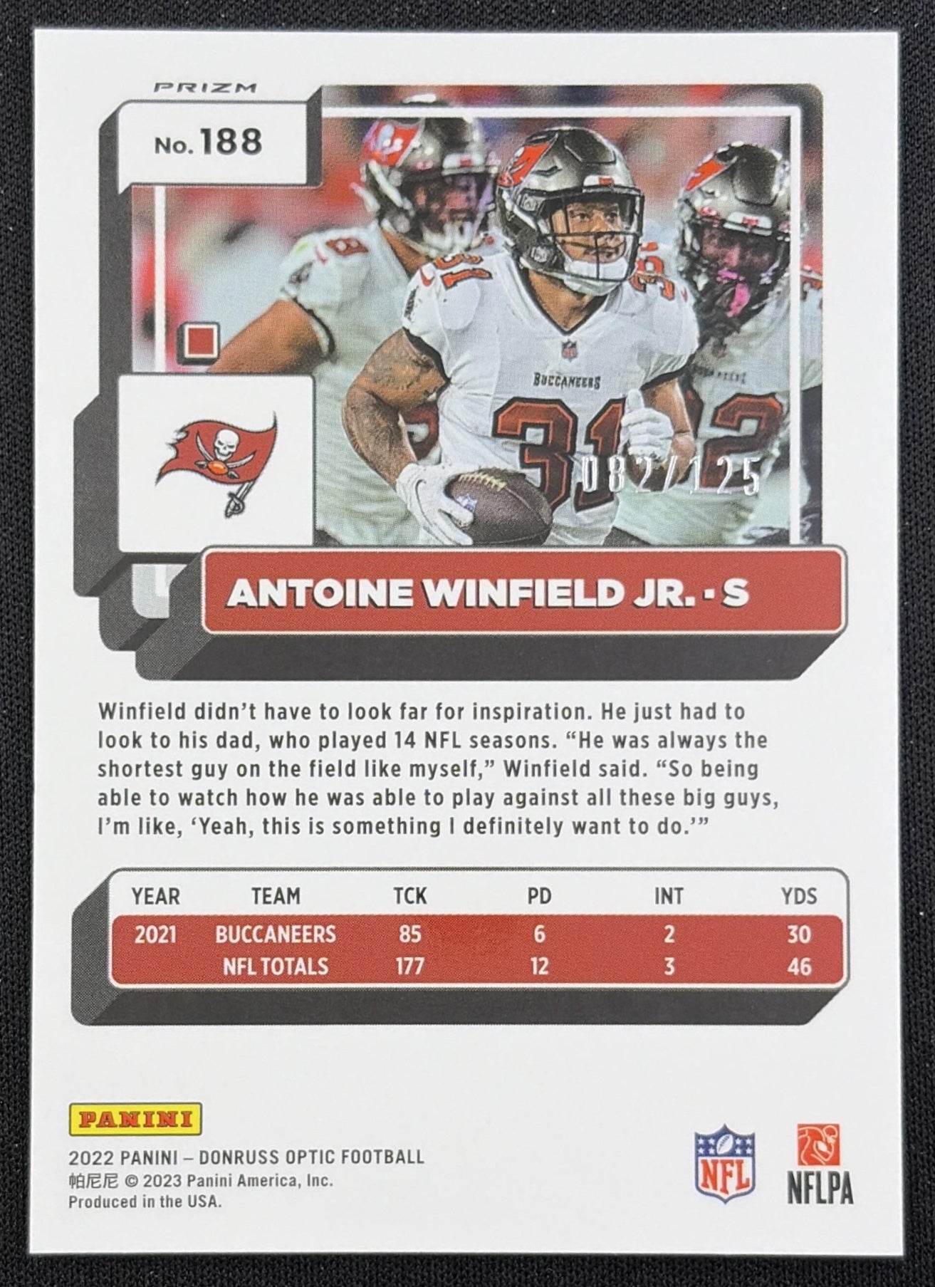 Antoine Winfield Jr. 2020 Panini Donruss Optic Silver Circles Prizm /125 Buccaneers