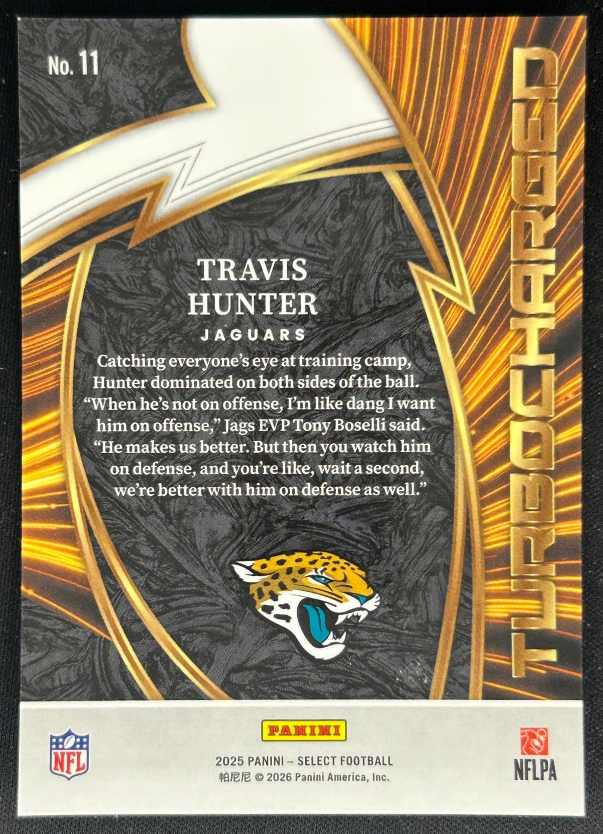 Travis Hunter 2025 Panini Select Turbocharged Jaguars Sports Trading Cards