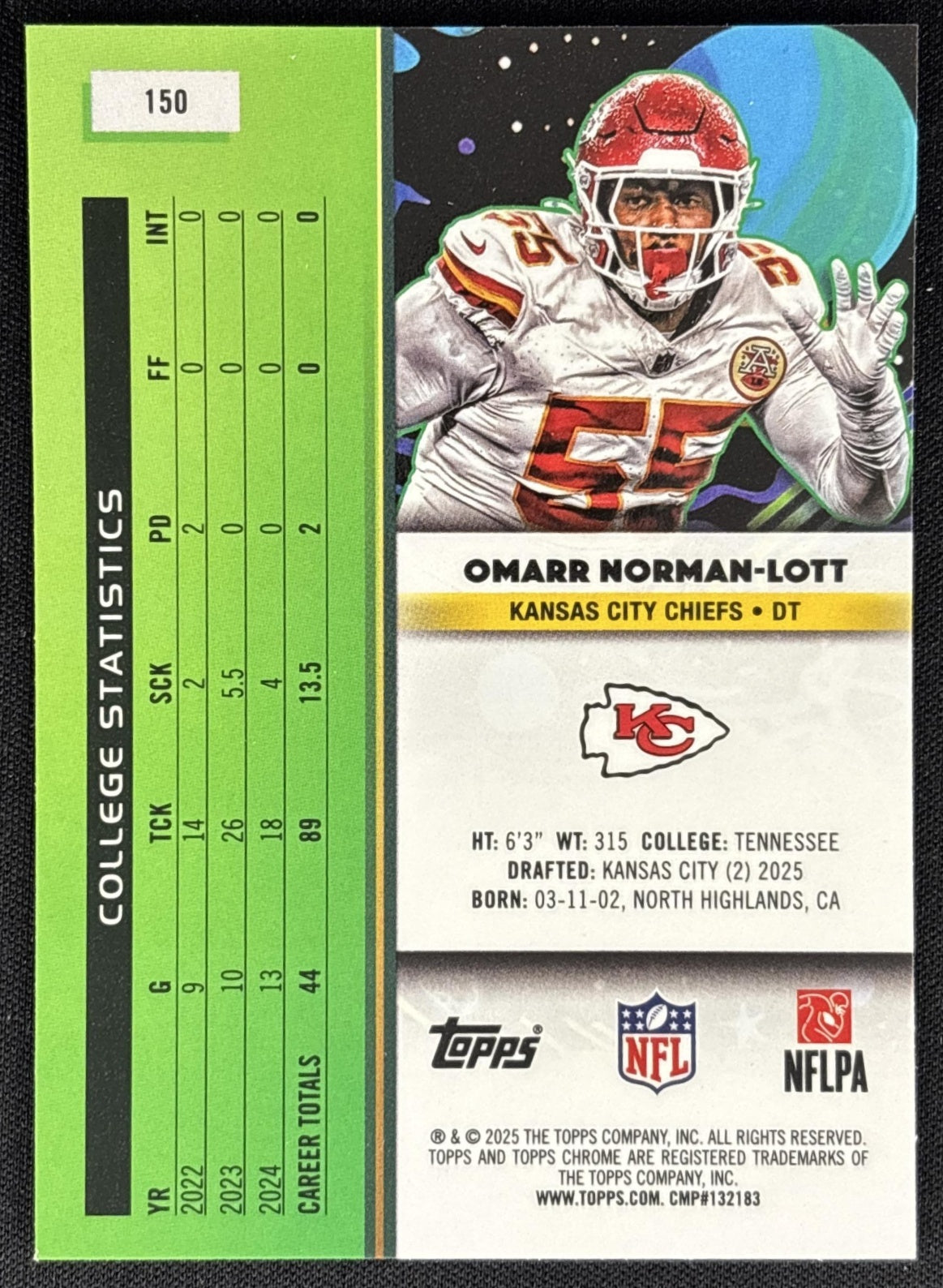 Omarr Norman-Lott 2025 Topps Cosmic Chrome Chiefs