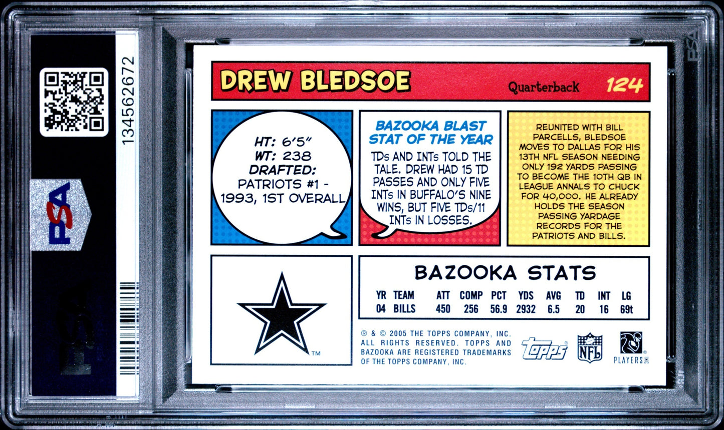 Drew Bledsoe 2005 Topps Bazooka PSA 10 Cowboys back