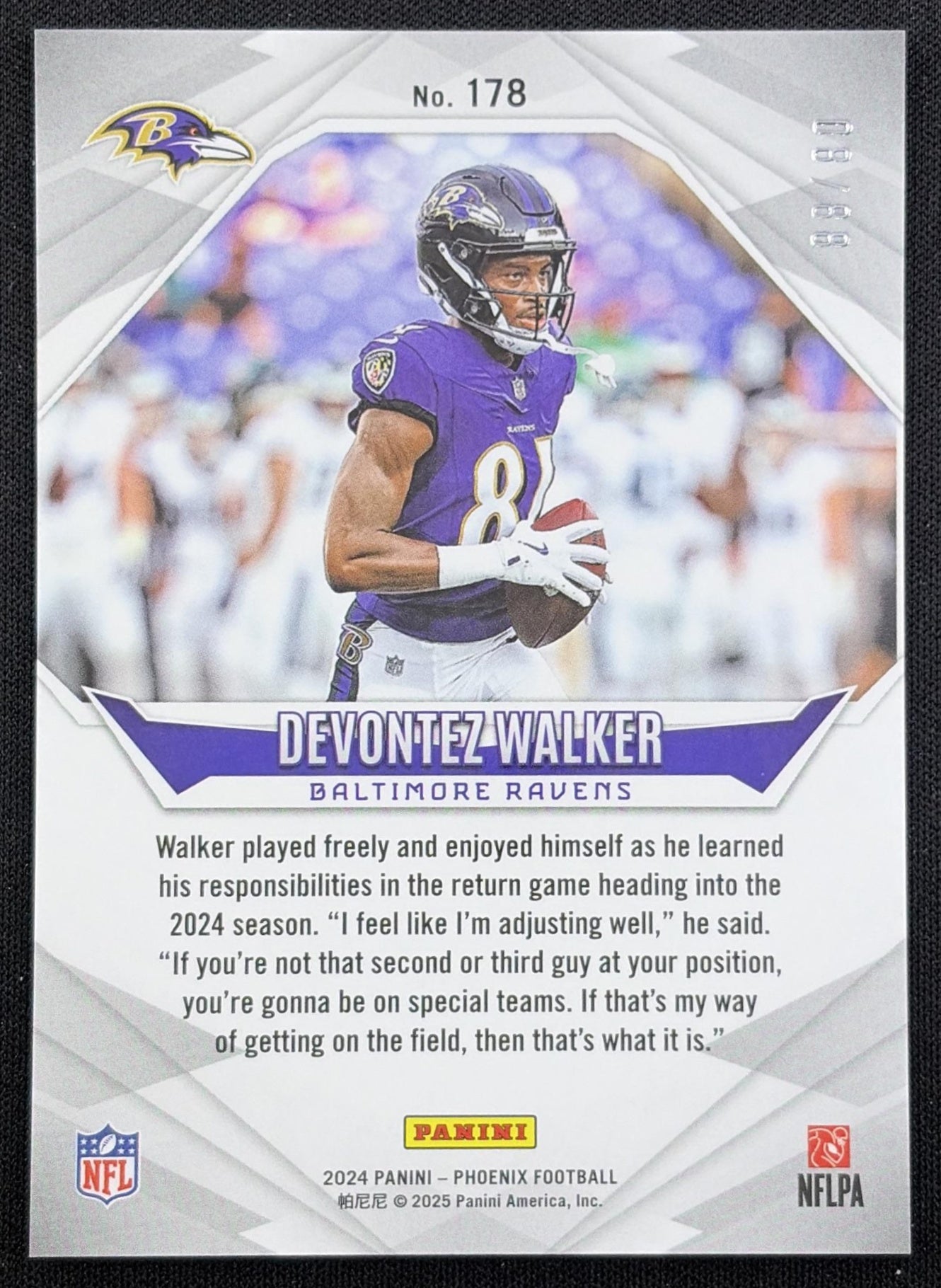Devontez Walker 2024 Panini Phoenix Pink Fade /88 Ravens