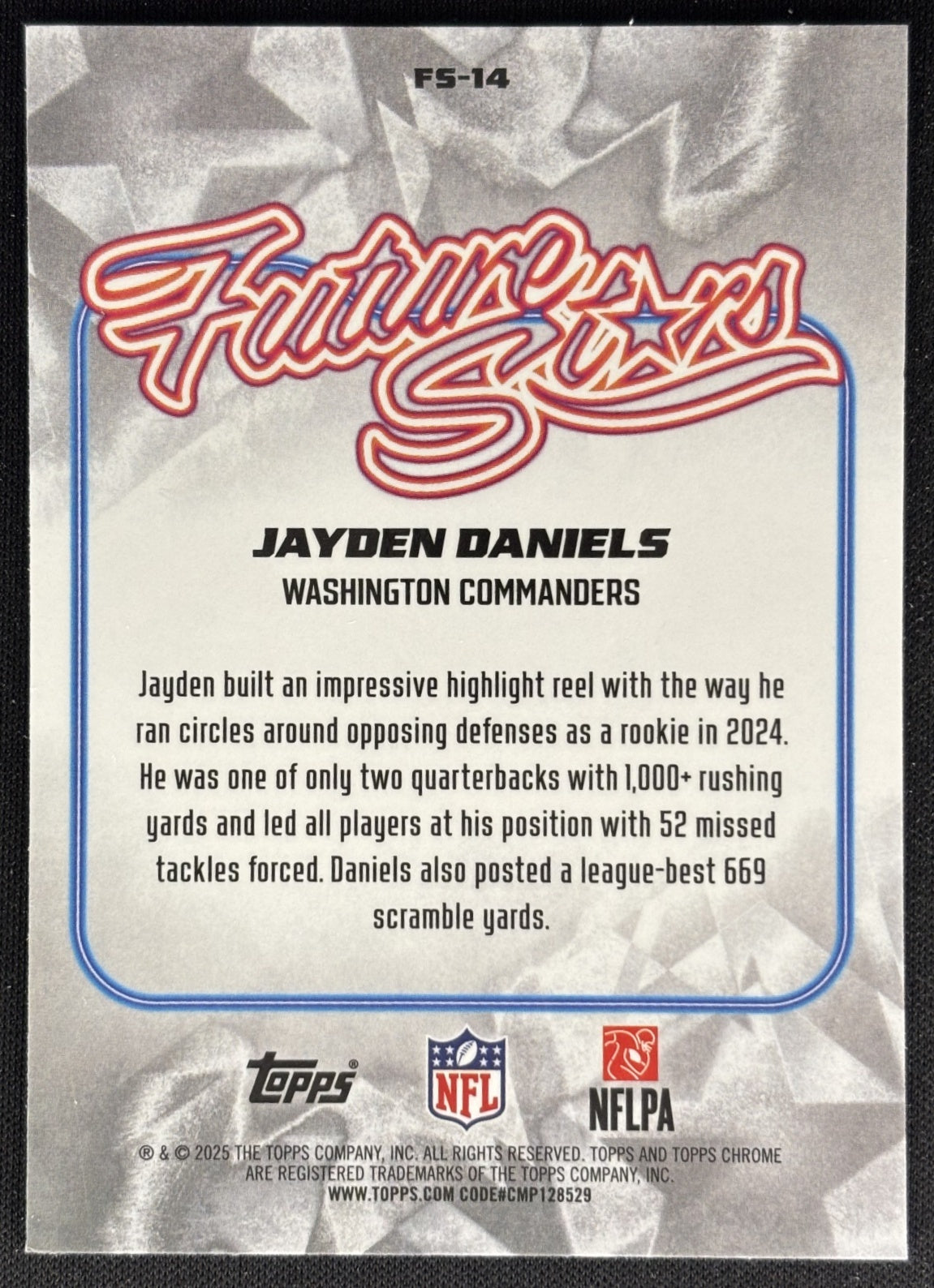Jayden Daniels 2025 Topps Chrome Future Stars Commanders Sports Trading Cards