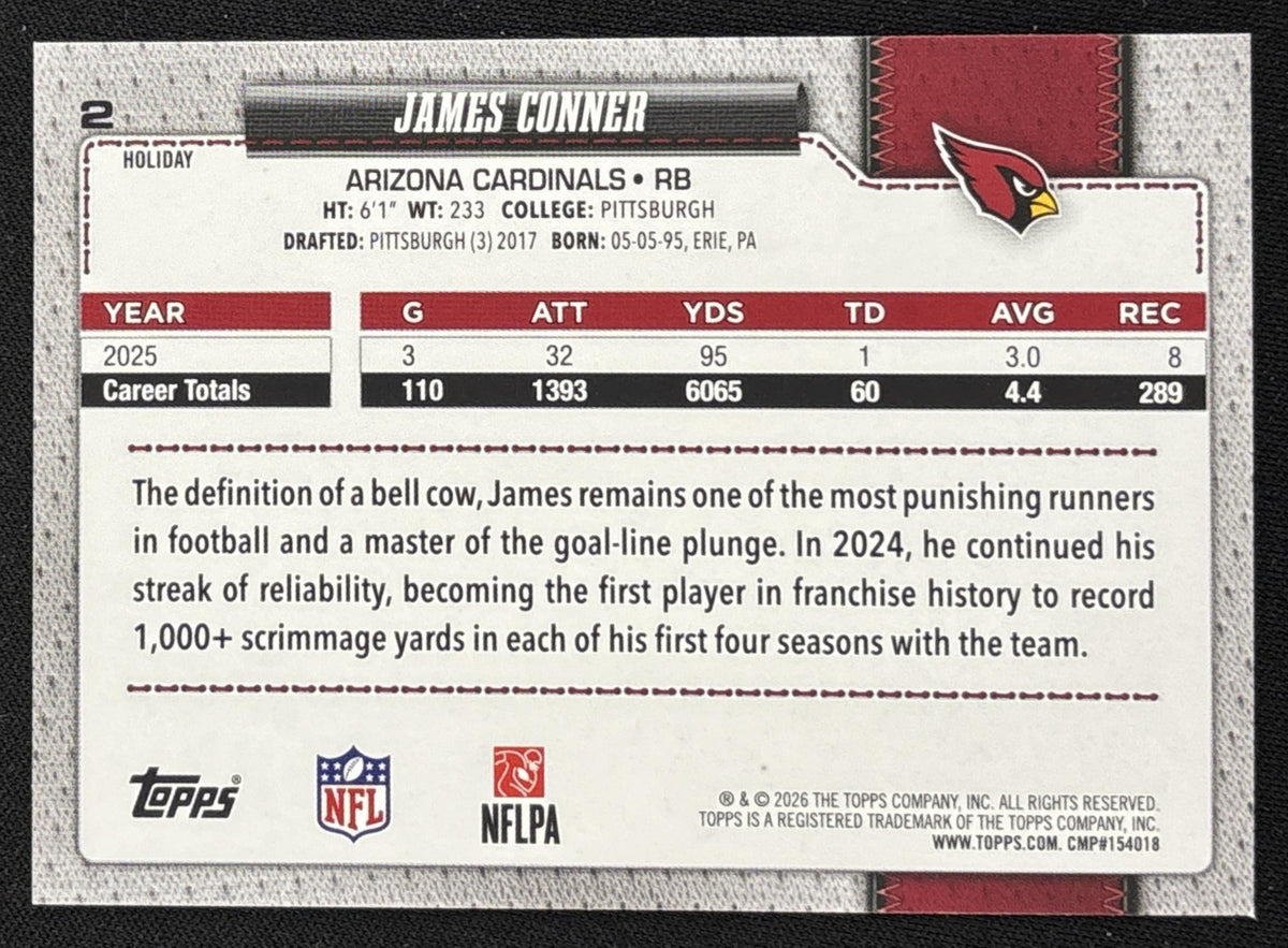 James Conner 2026 Topps Holiday Glitter Cardinals | Arizona Cardinals
