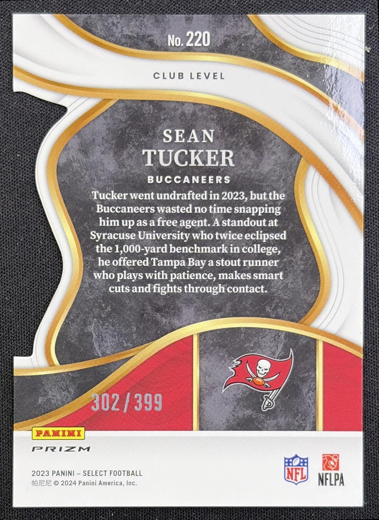 Sean Tucker 2023 Panini Select Orange Prizms Die Cut /399 Buccaneers