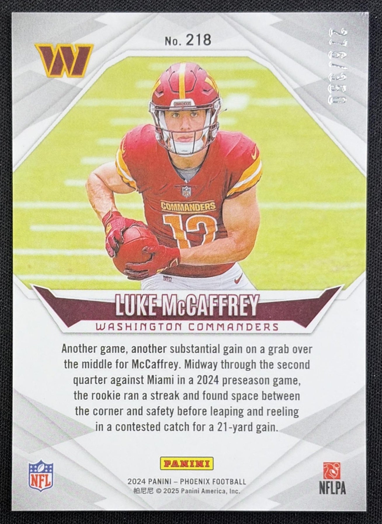 Luke McCaffrey 2024 Panini Phoenix FireBurst /350 Commanders