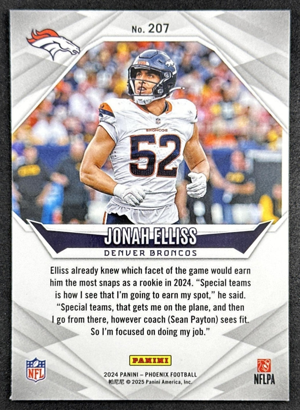 Jonah Elliss 2024 Panini Phoenix Broncos back