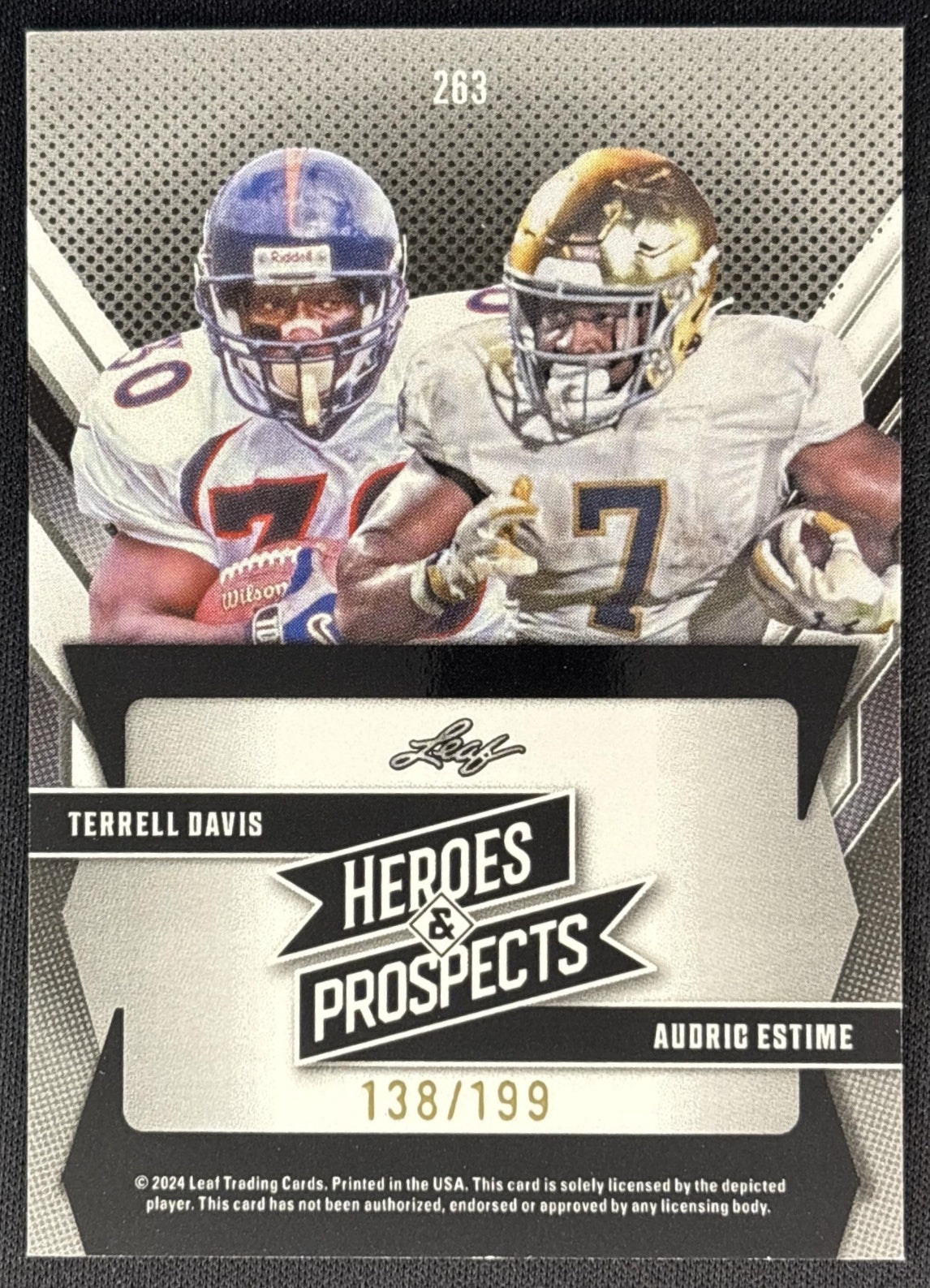 Terrell Davis Audric Estime 2024 Leaf Heroes & Prospects Heros Silver /199 back