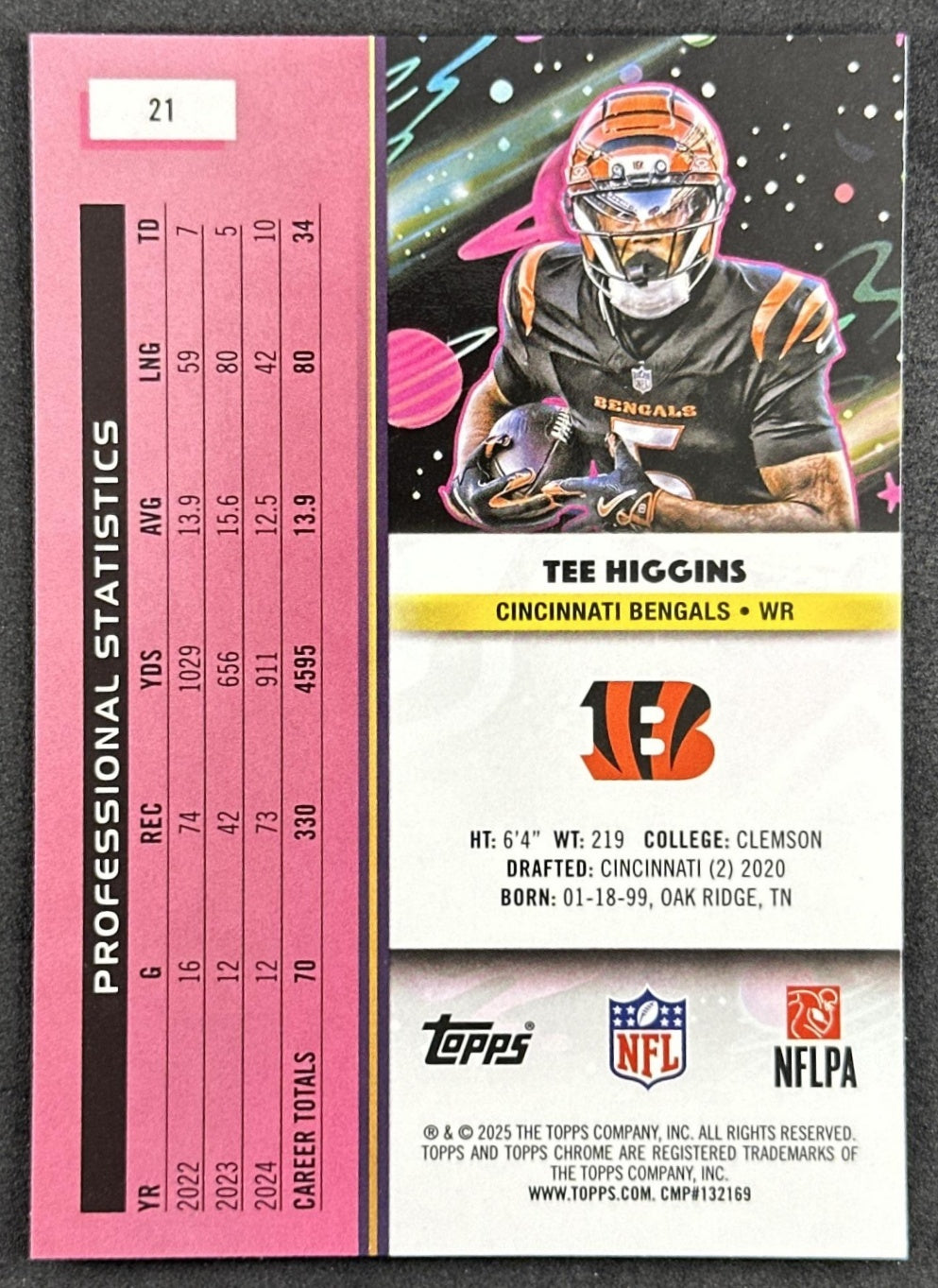 Tee Higgins 2025 Topps Cosmic Chrome Bengals back