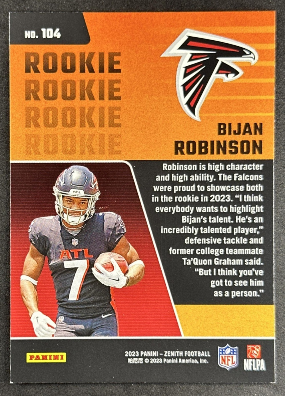 Bijan Robinson 2023 Panini Zenith Red Zone Falcons Sports Trading Card