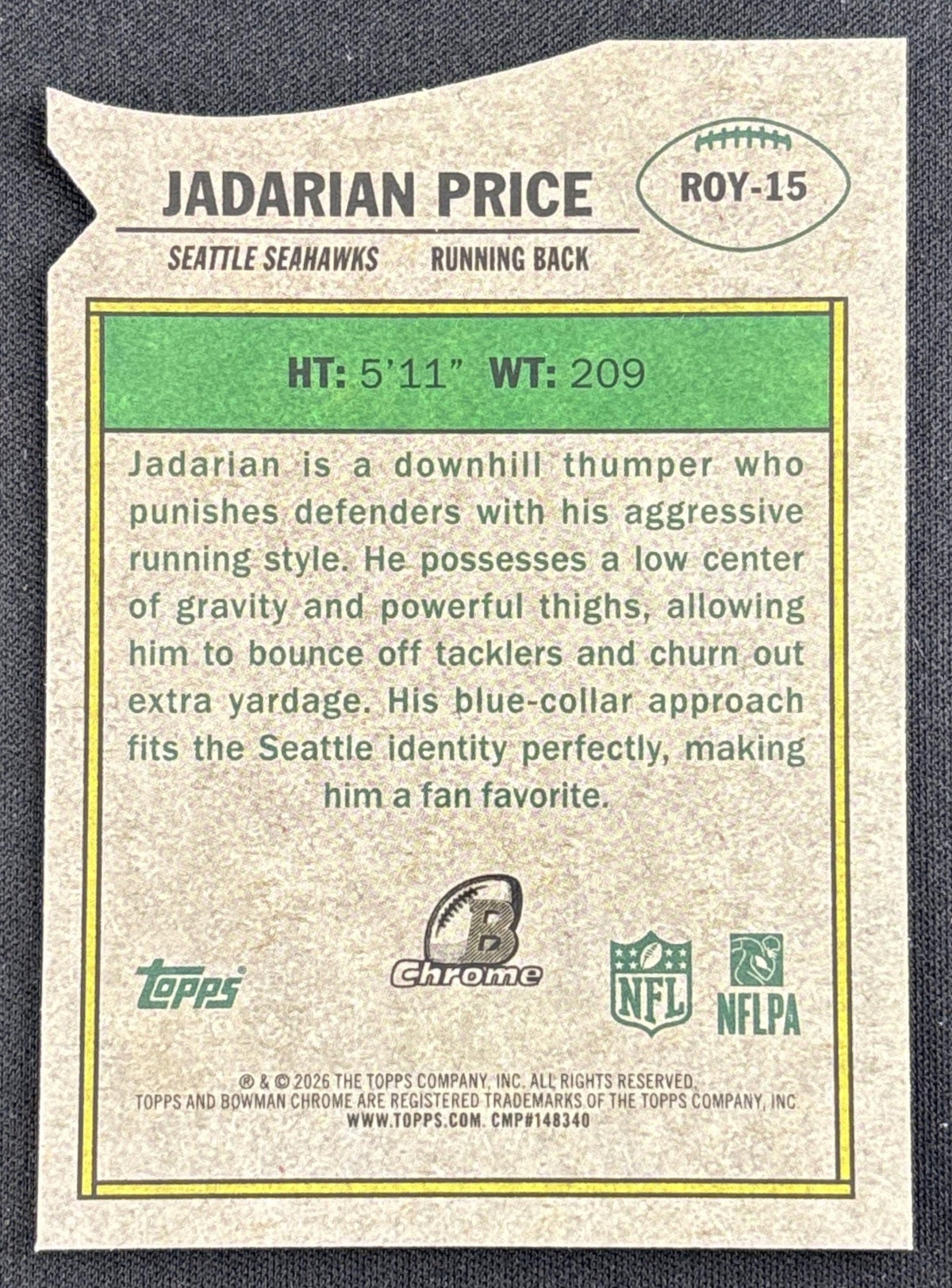 Jadarian Price 2026 Bowman ROY Favorites Seahawks back