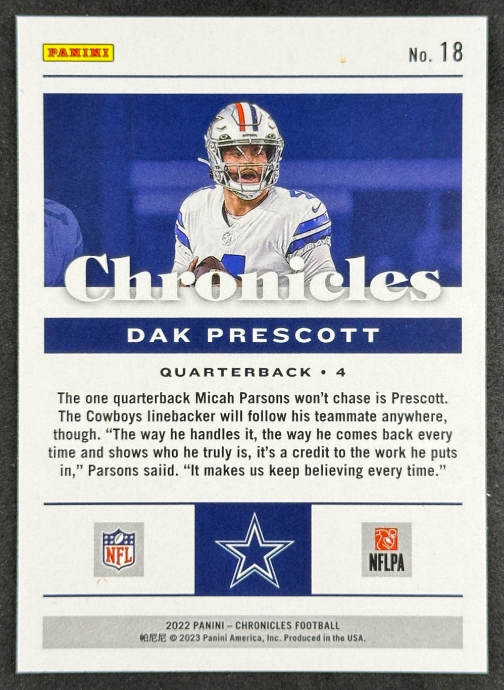 Dak Prescott 2021 Chronicles Orange Cowboys