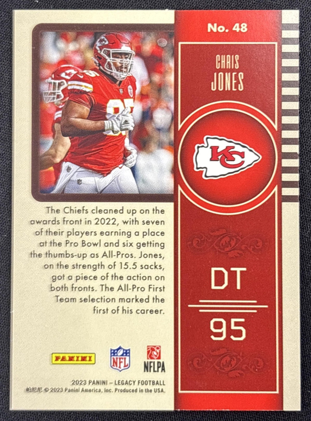 Chris Jones 2023 Panini Legacy Orange /199 Chiefs