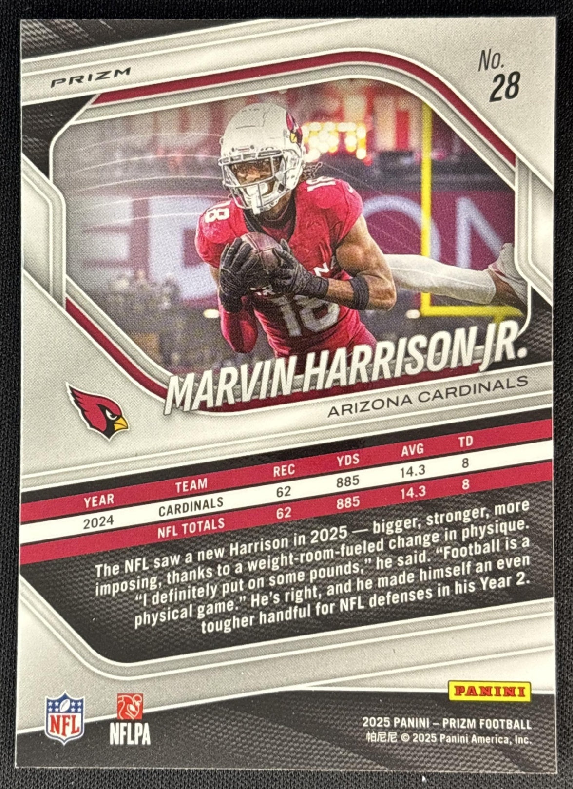 Marvin Harrison Jr. 2025 Panini Prizm Neon Green Pulsar Cardinals