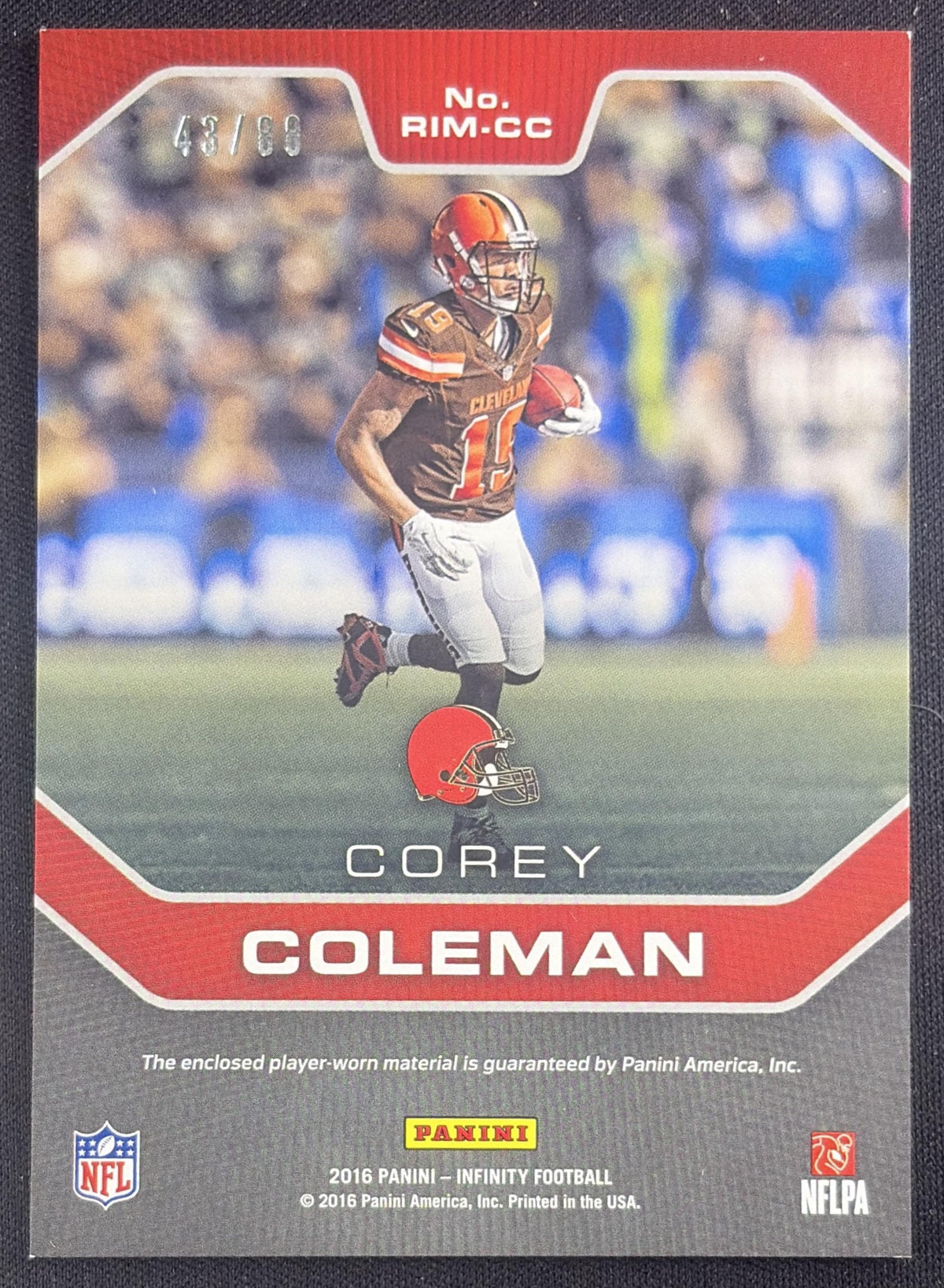 Corey Coleman 2016 Panini Infinity RPS Rookie Infinite Materials /88 Browns