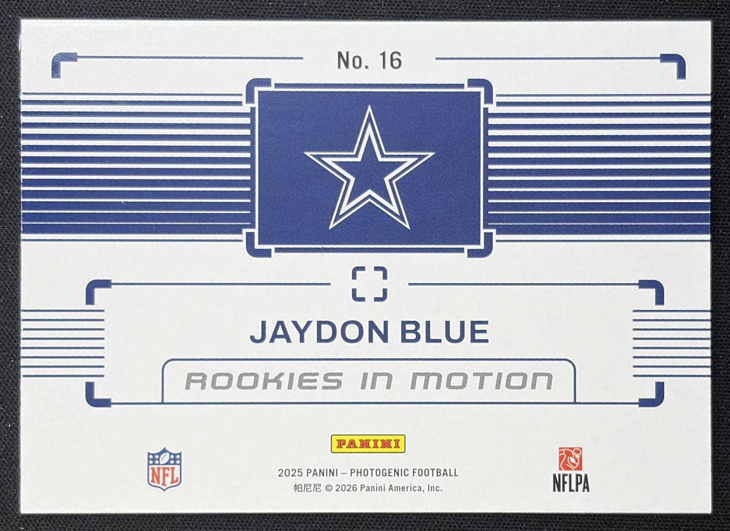 Jaydon Blue 2025 Panini PhotoGenic Rookies In Motion Red /99 Cowboys Dallas Cowboys back