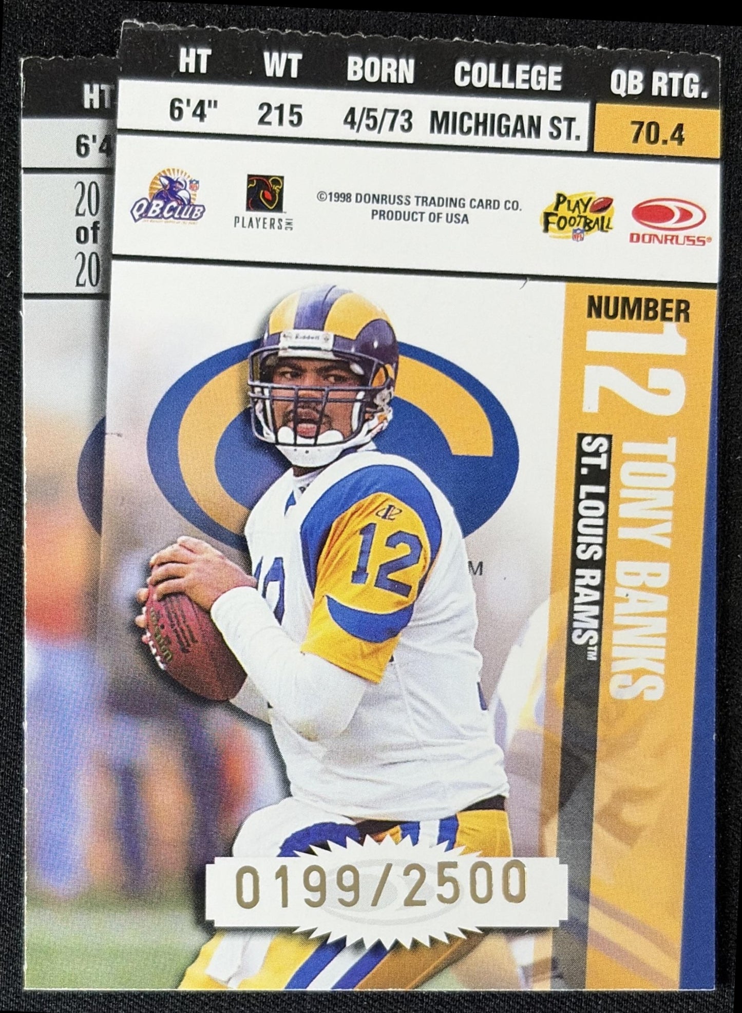 Steve McNair Eddie George, 1998 Leaf Rookies & Stars Ticket Masters /2500 back