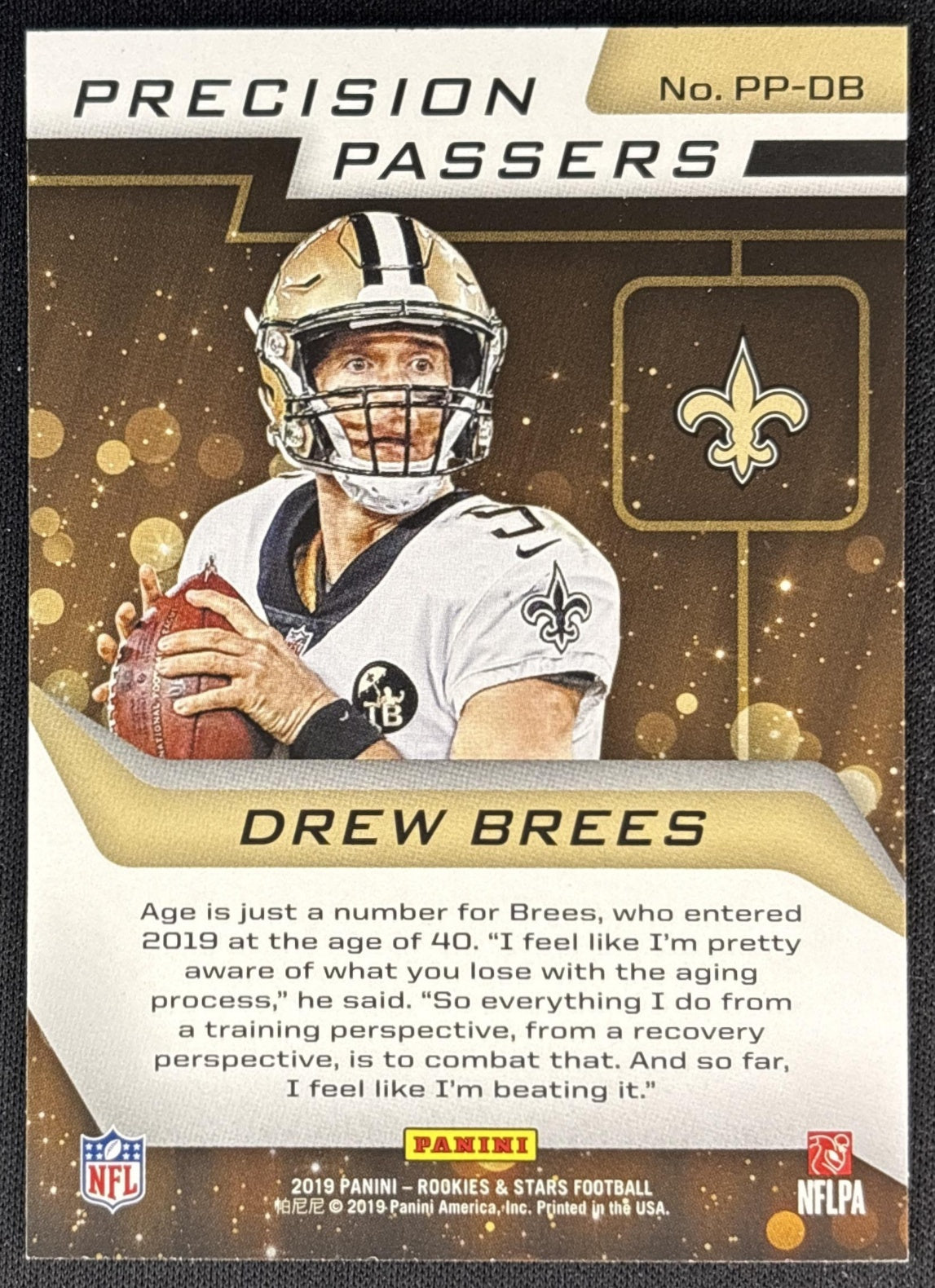 Drew Brees 2019 Panini Rookies & Stars Precision Passers Saints back