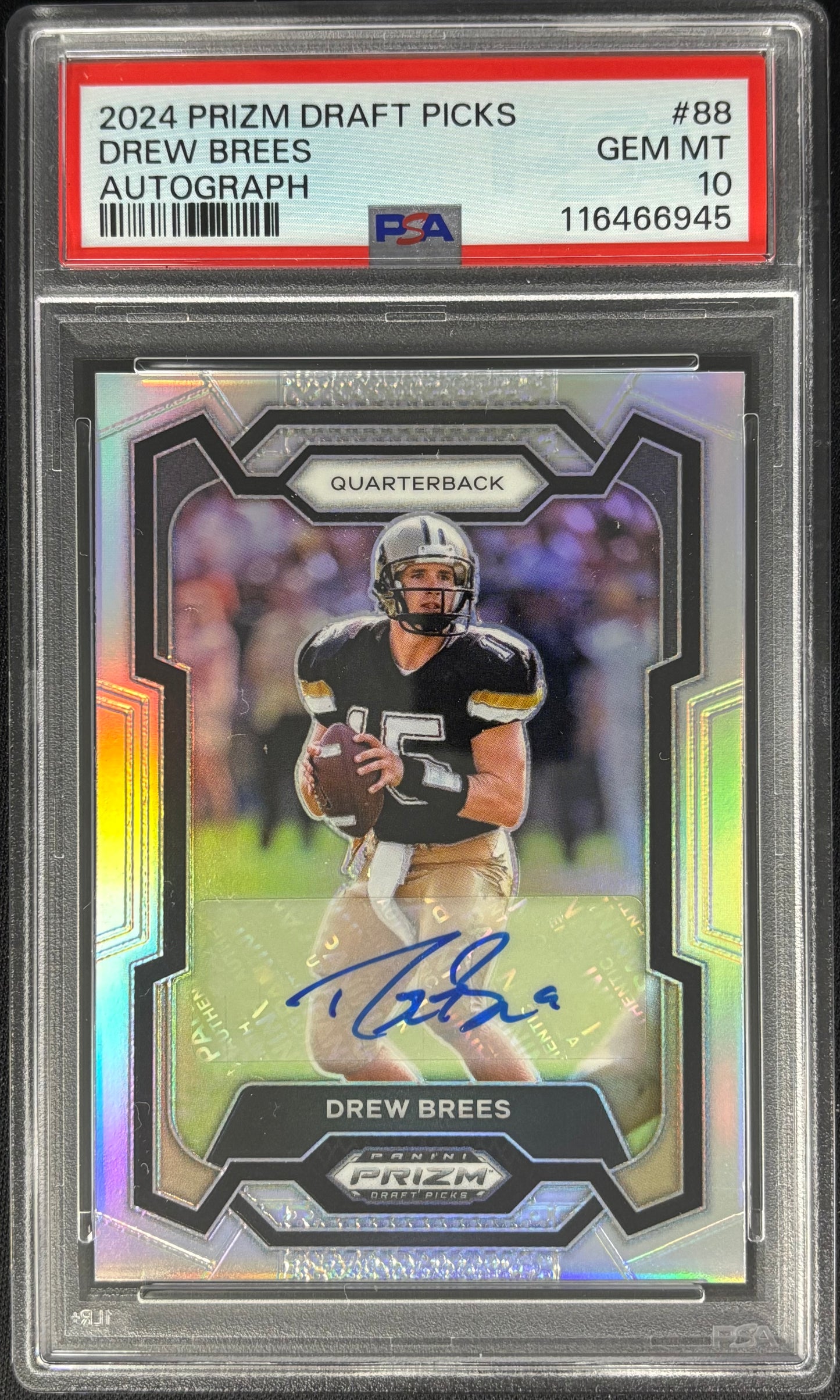 Drew Brees 2024 Prizm Draft Auto PSA 10 Saints