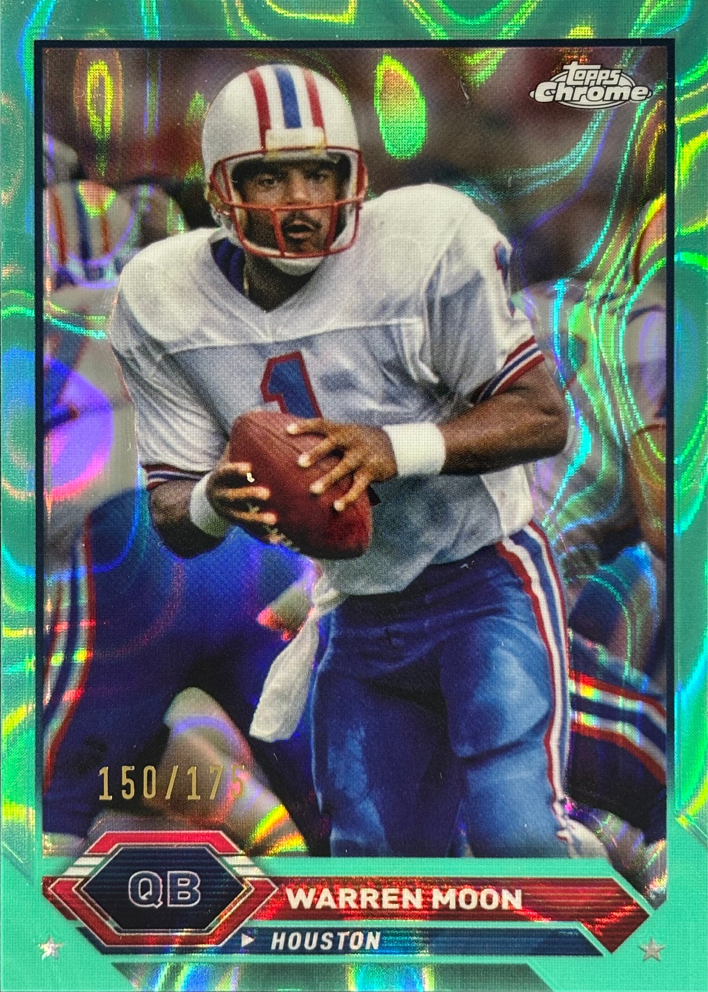 Warren Moon Topps Chrome Aqua Lava /175 Texans Oilers