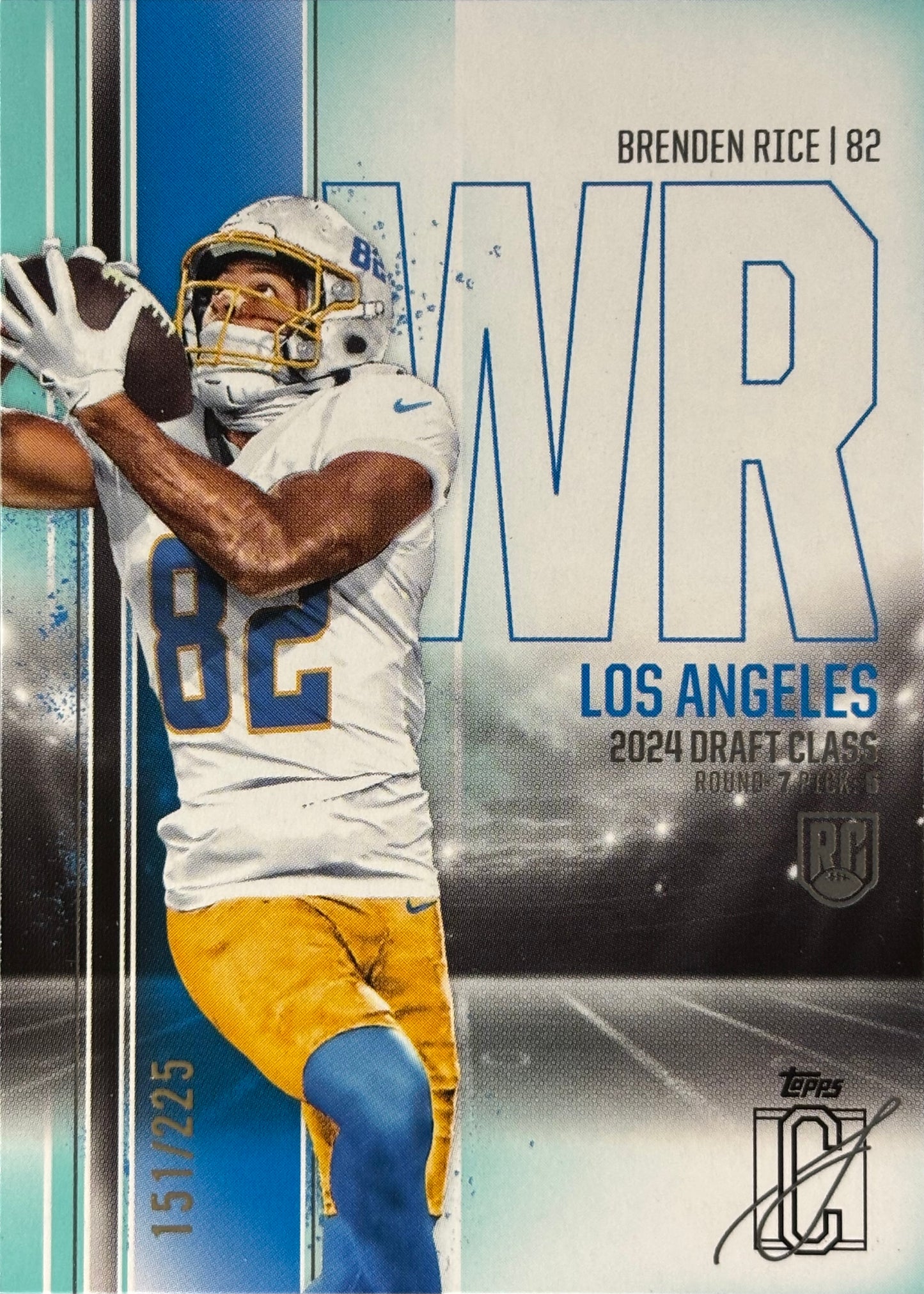 Brenden Rice Signature Class /225 Rookie Chargers