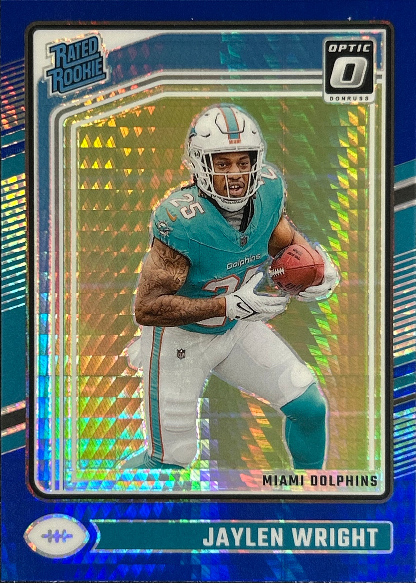Jaylen Wright Optic Blue Hyper Rookie Dolphins